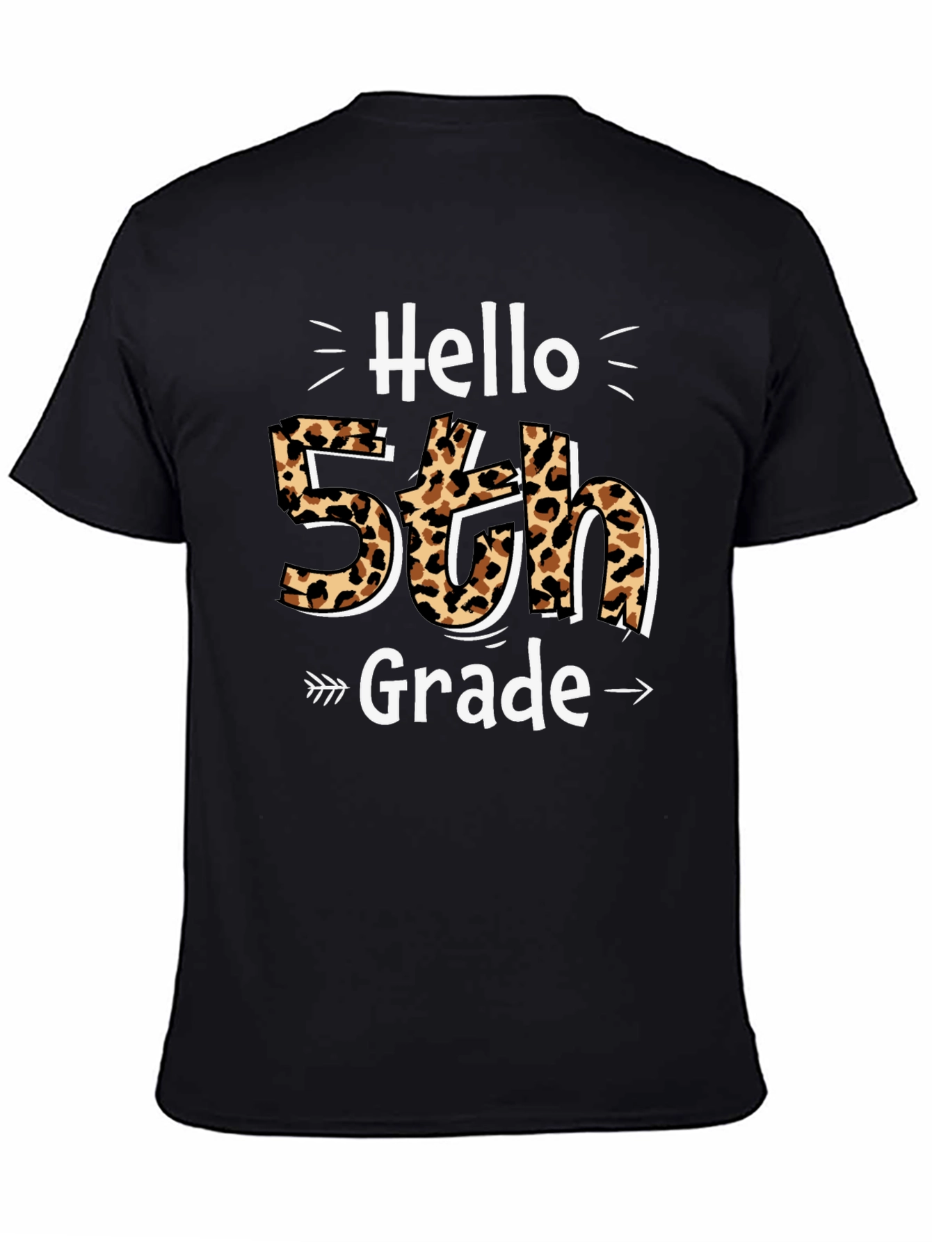Hello 5th Grade Leopard Print T-Shirt