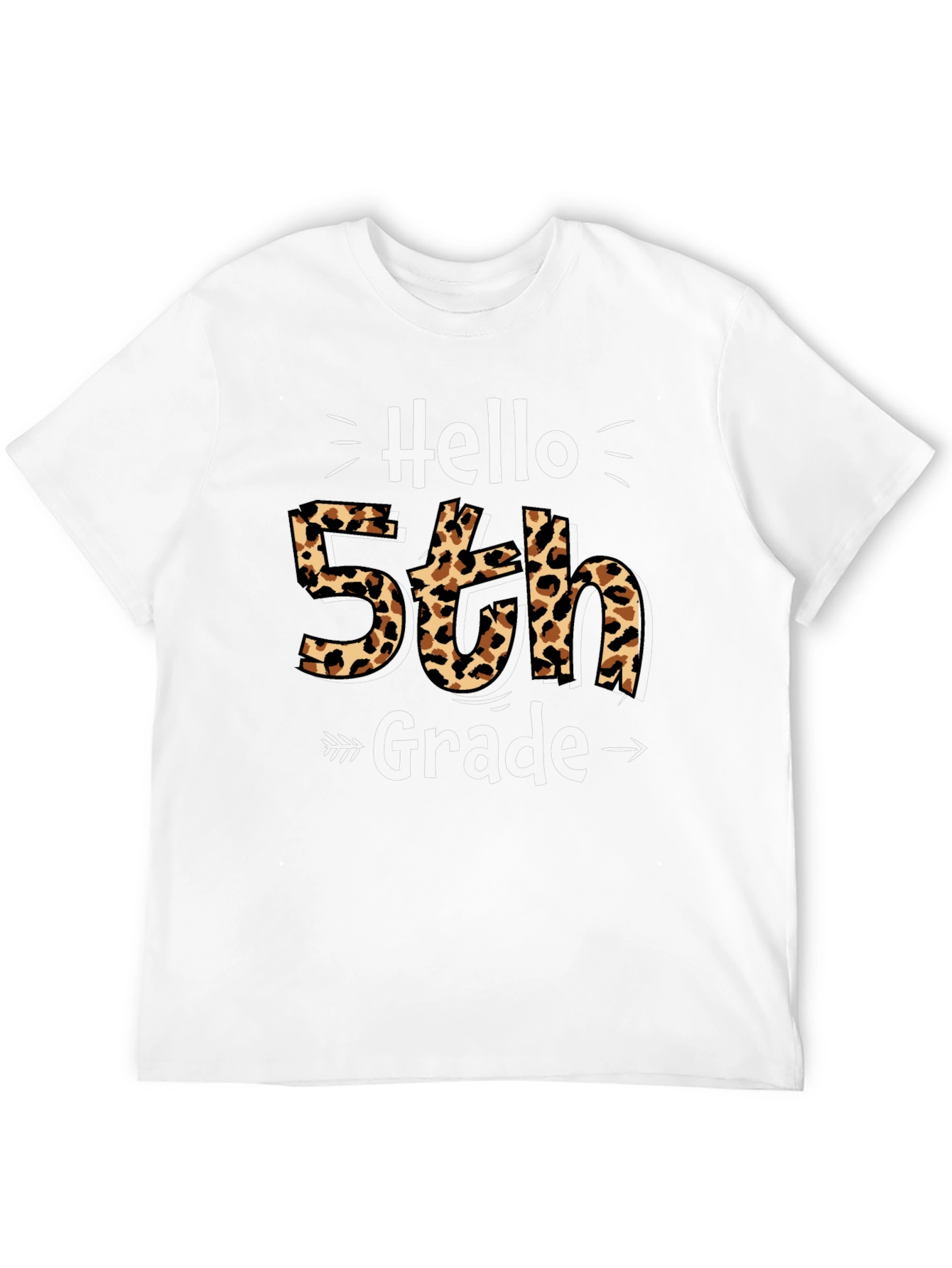 Hello 5th Grade Leopard Print T-Shirt