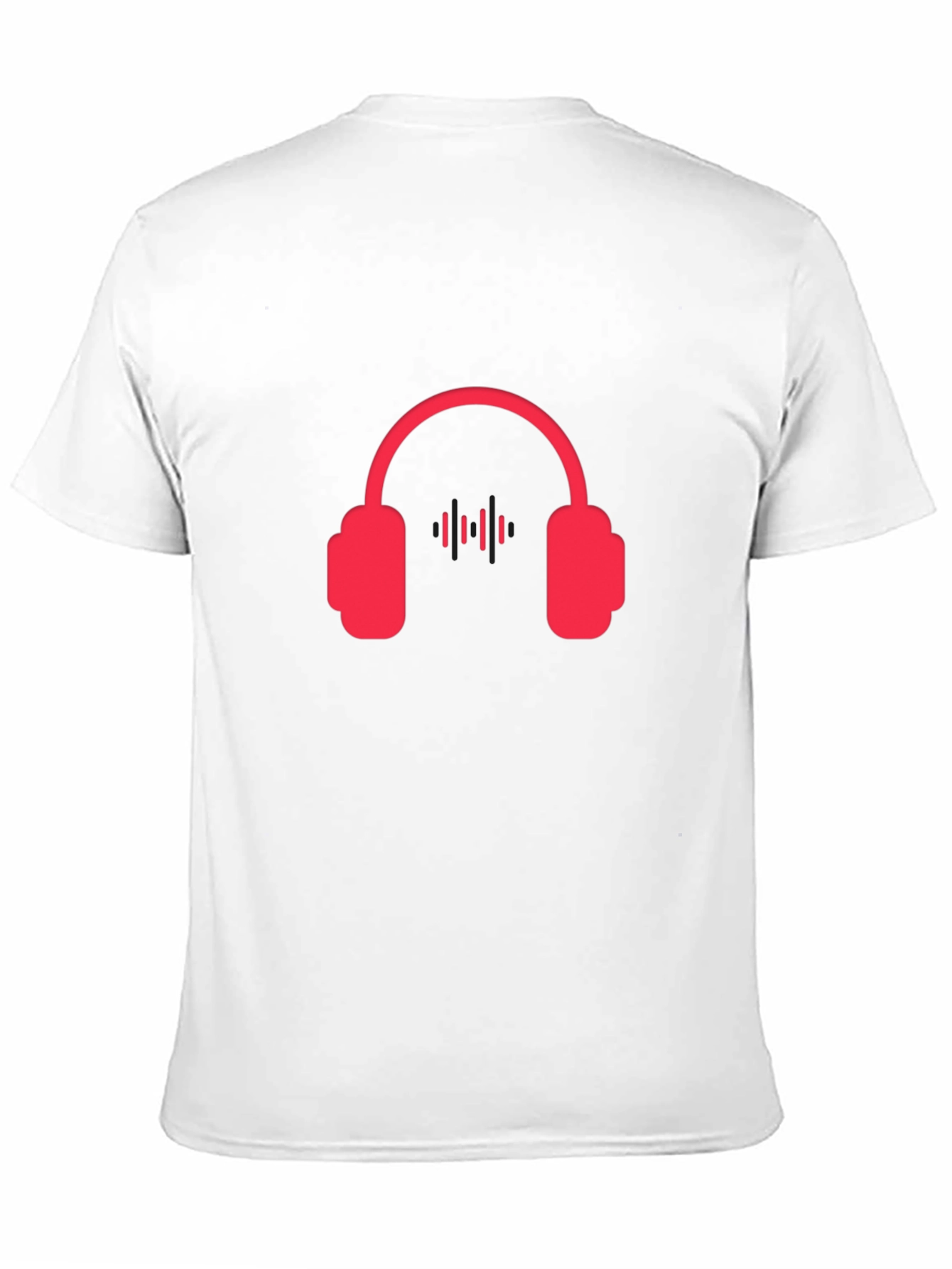 Red Headphone Graphic Tee - Black Casual T-Shirt