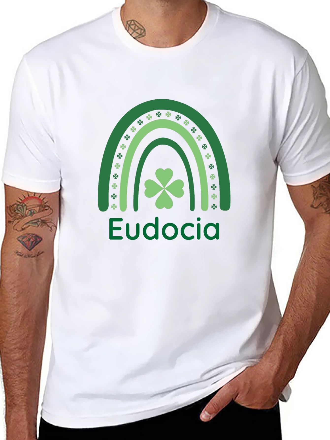 Eudocia St. Patricks Day Rainbow Clover T-Shirt
