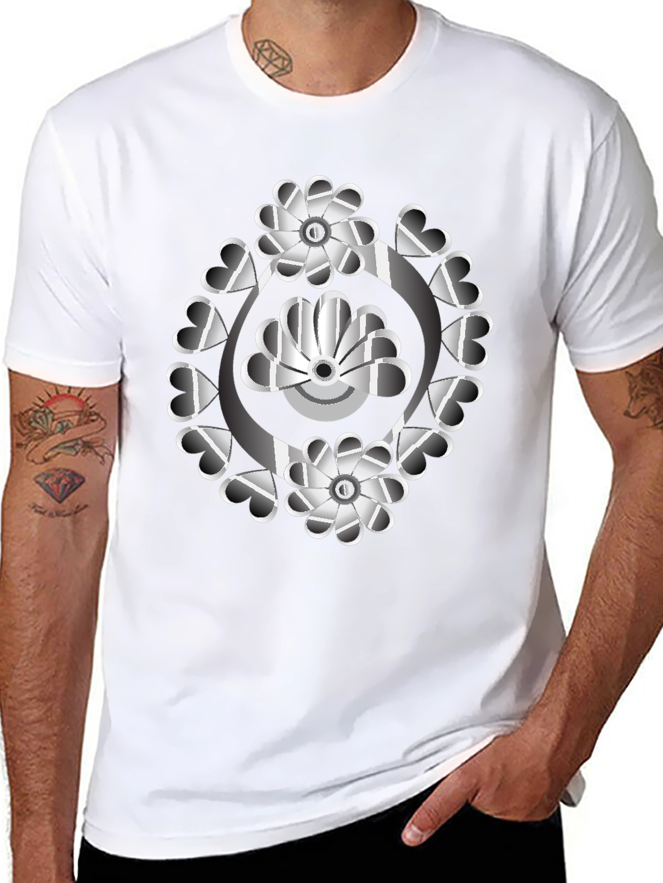 Abstract Floral Heart T-Shirt