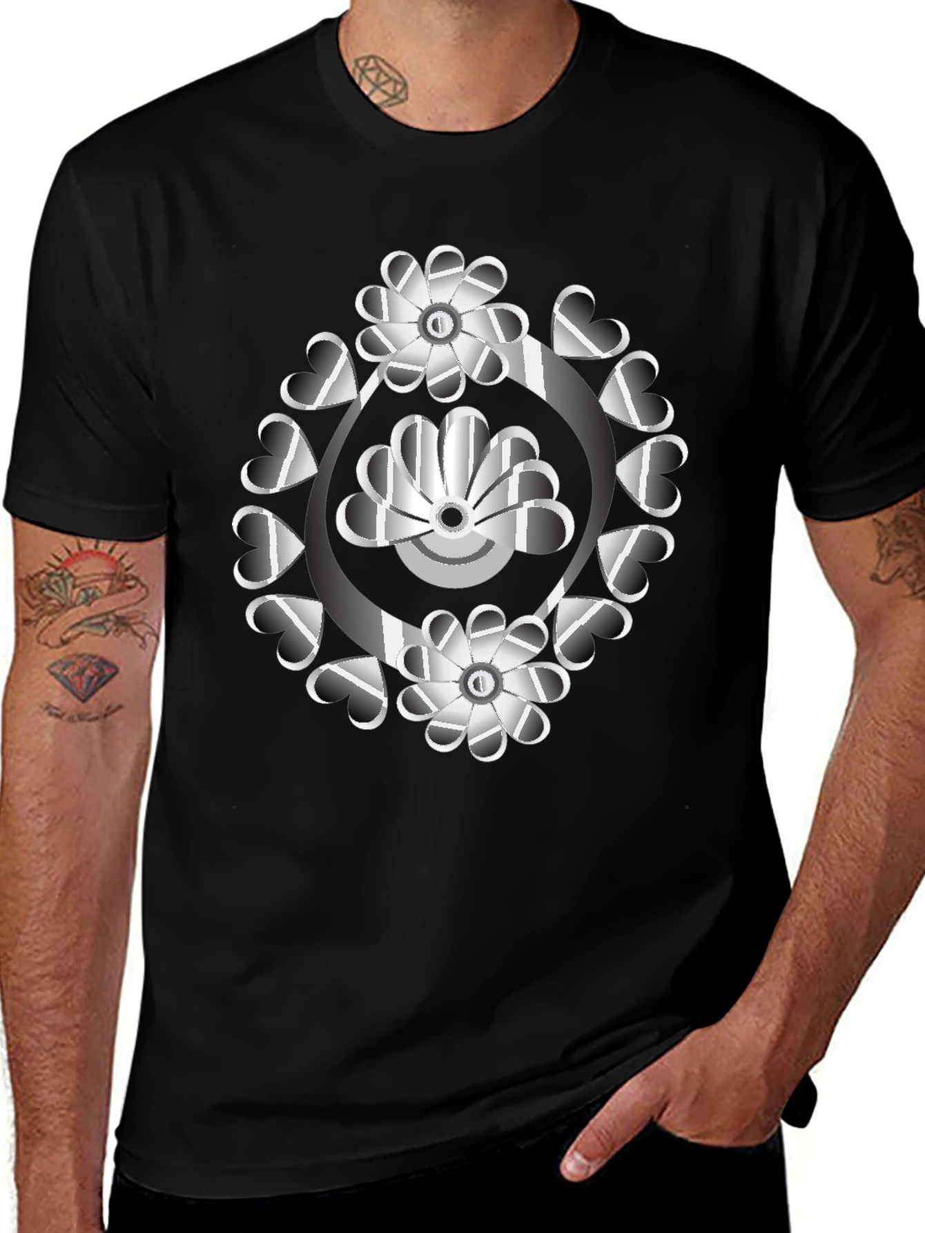 Abstract Floral Heart T-Shirt