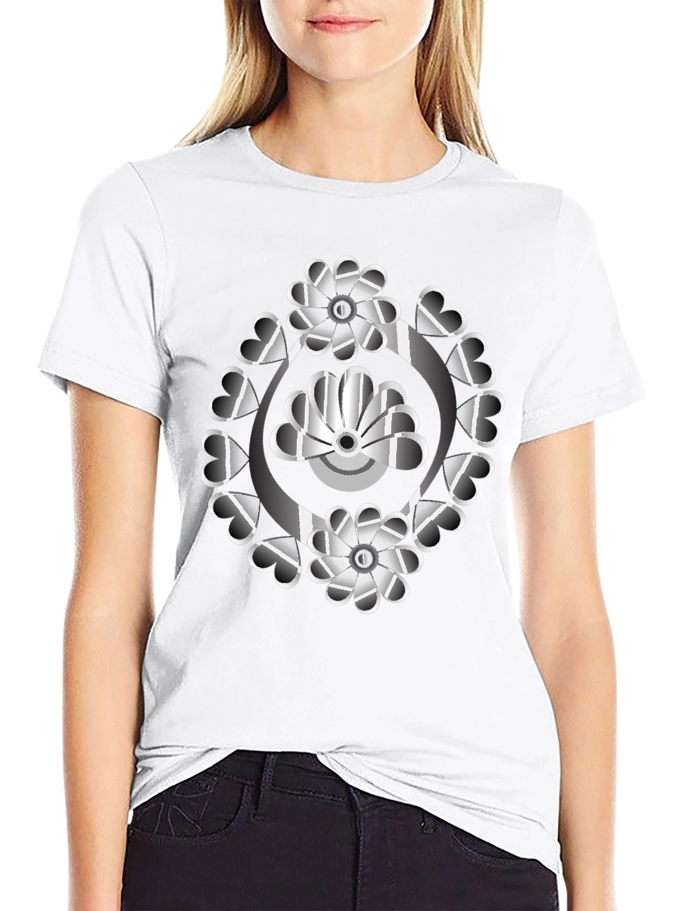 Abstract Floral Heart T-Shirt