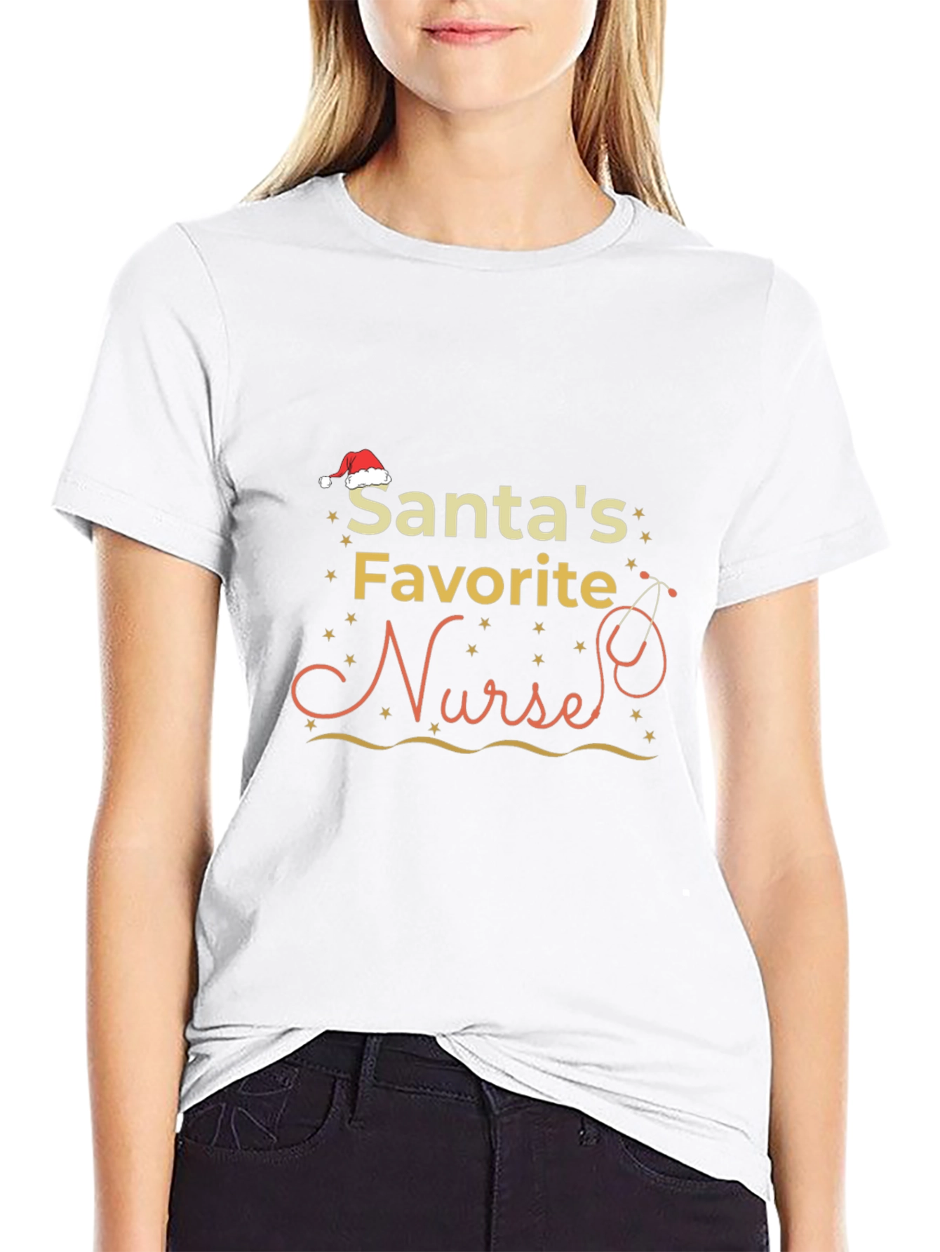 Santas Favorite Nurse T-Shirt - Holiday Gift