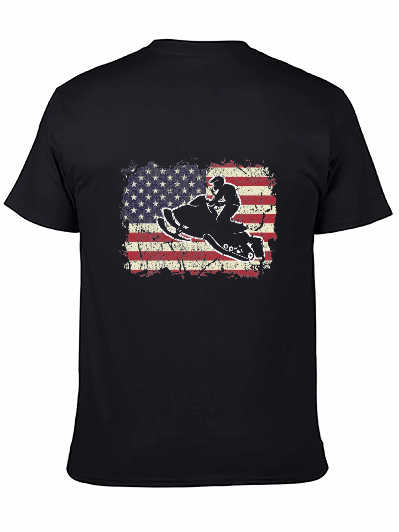Snowmobile American Flag Graphic T-Shirt
