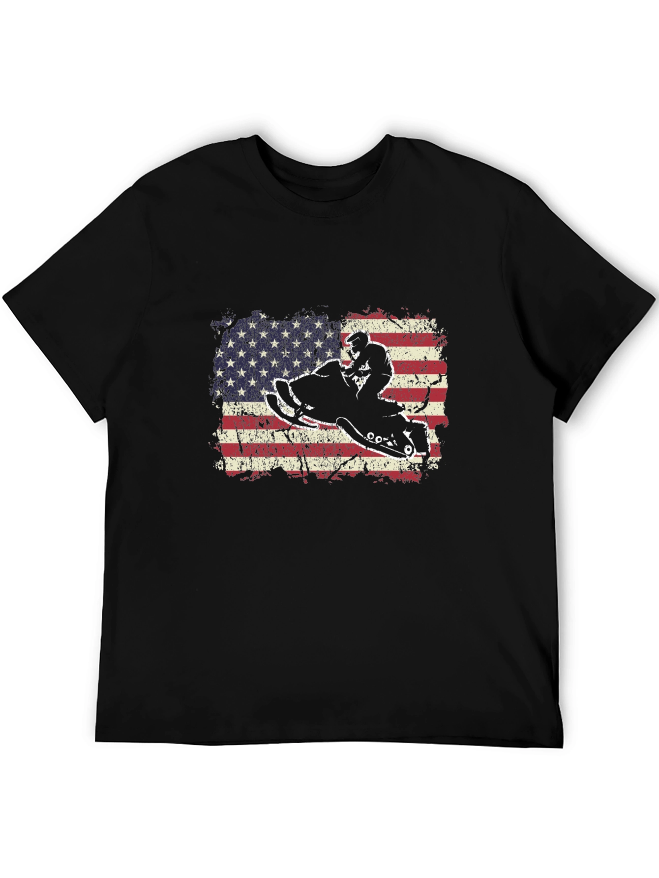 Snowmobile American Flag Graphic T-Shirt