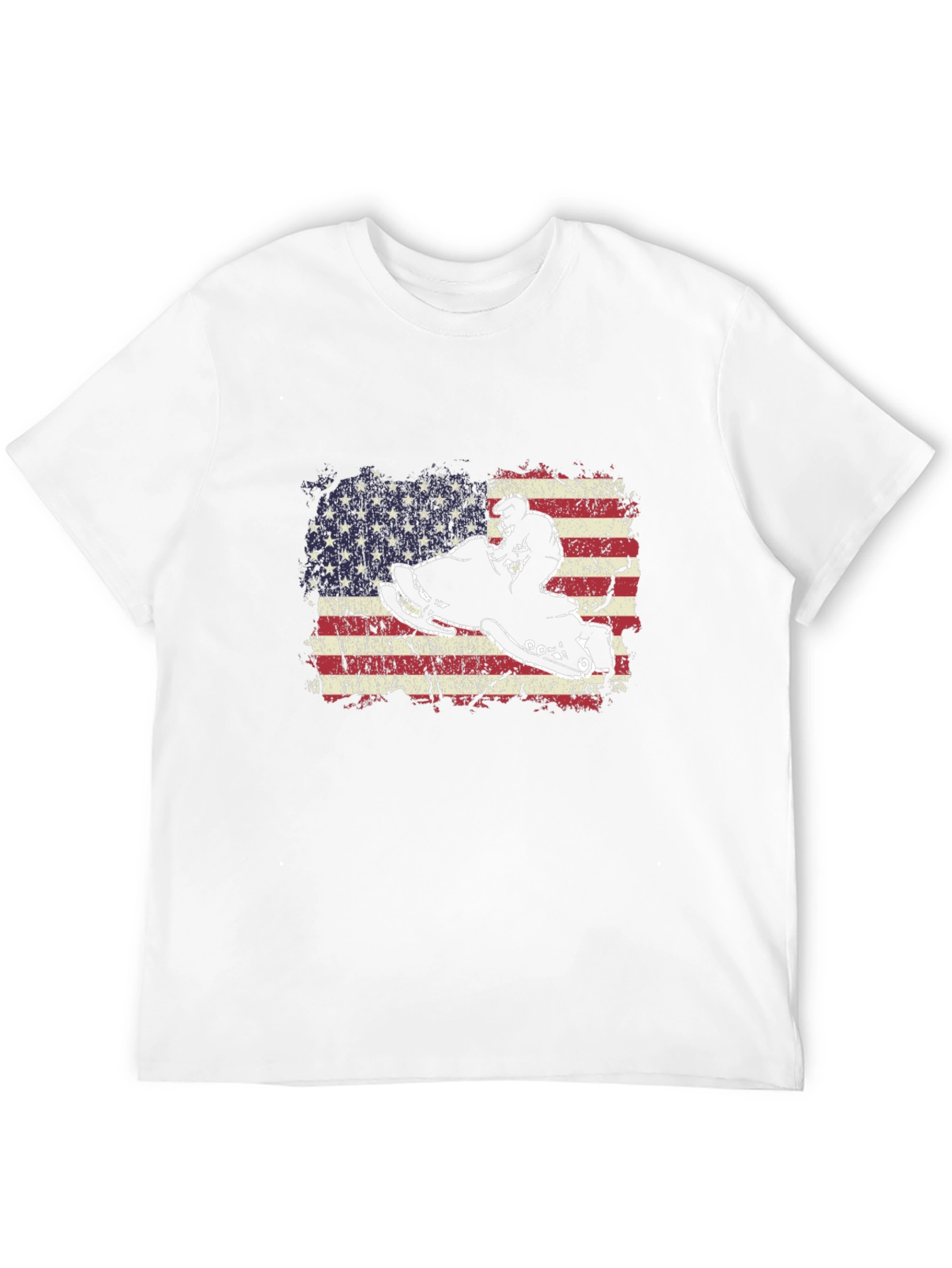 Snowmobile American Flag Graphic T-Shirt