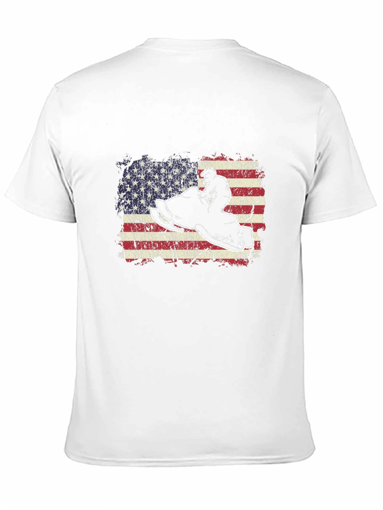 Snowmobile American Flag Graphic T-Shirt