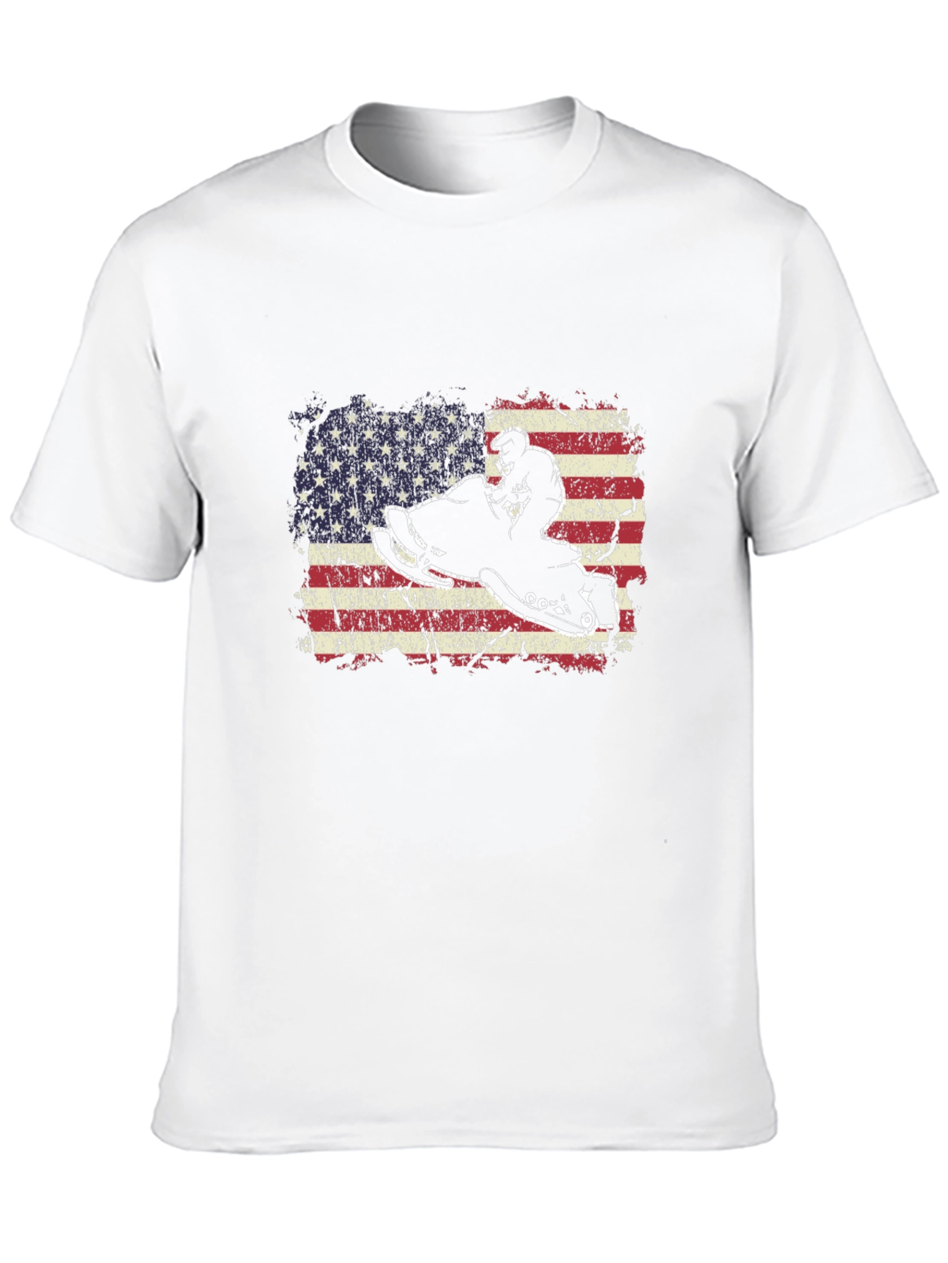 Snowmobile American Flag Graphic T-Shirt