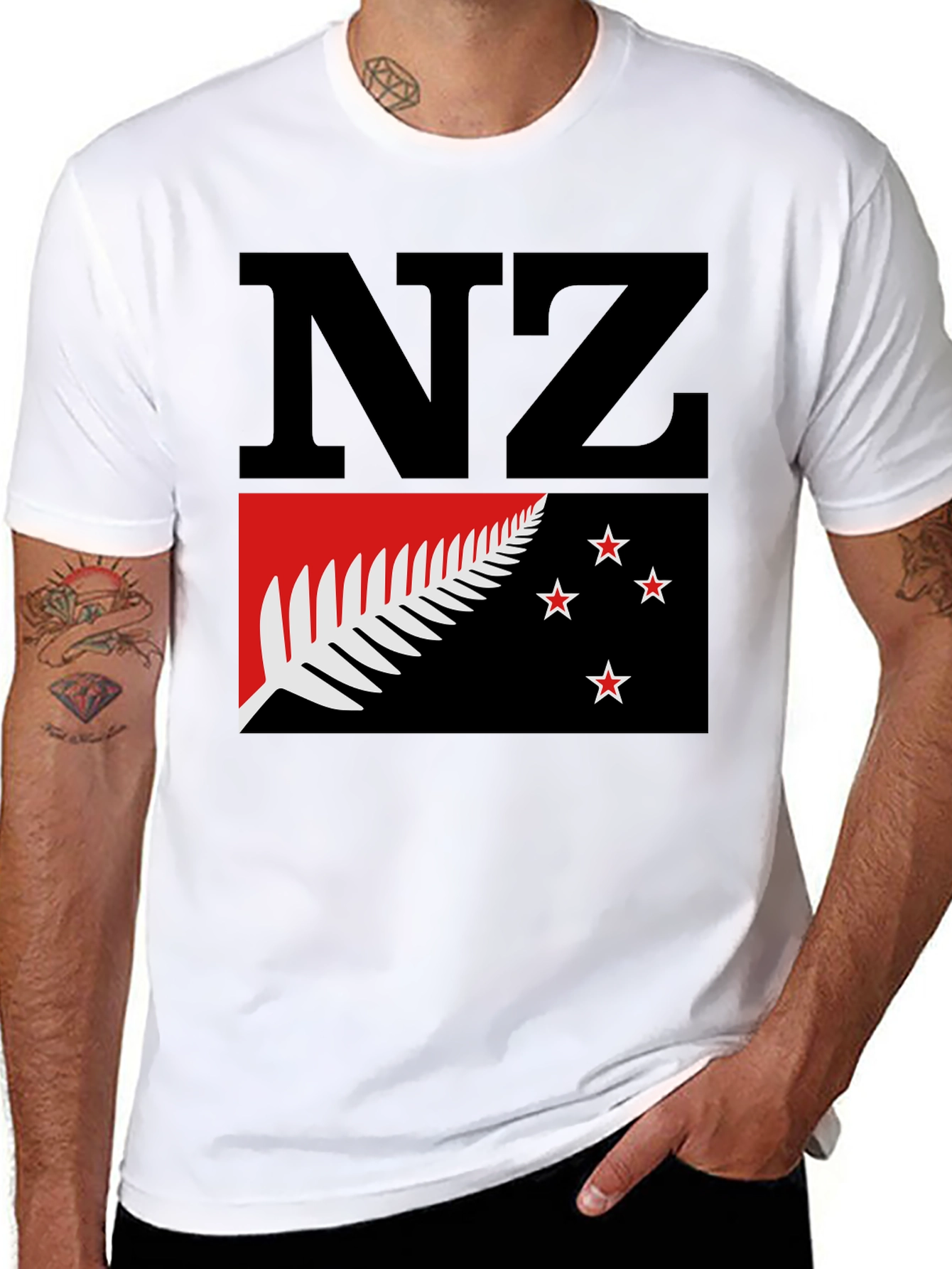 NZ Flag Graphic Tee - Black Cotton T-Shirt