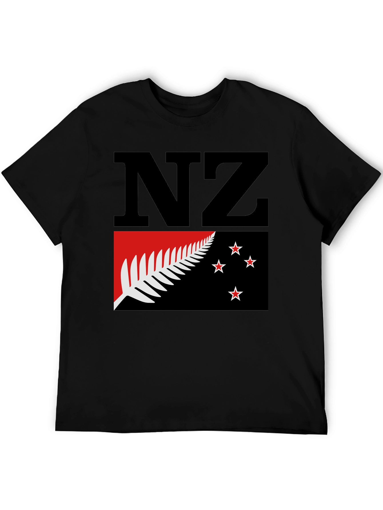NZ Flag Graphic Tee - Black Cotton T-Shirt