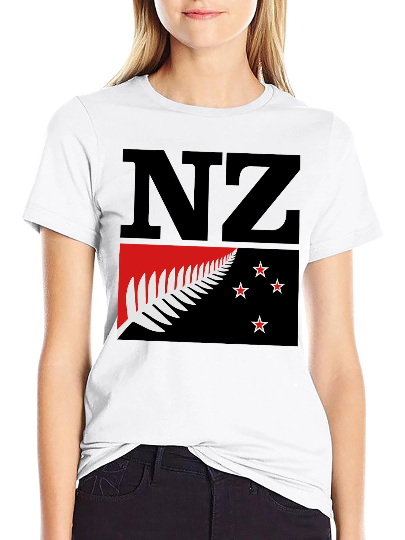 NZ Flag Graphic Tee - Black Cotton T-Shirt