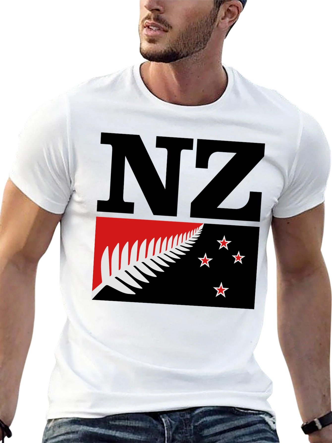 NZ Flag Graphic Tee - Black Cotton T-Shirt