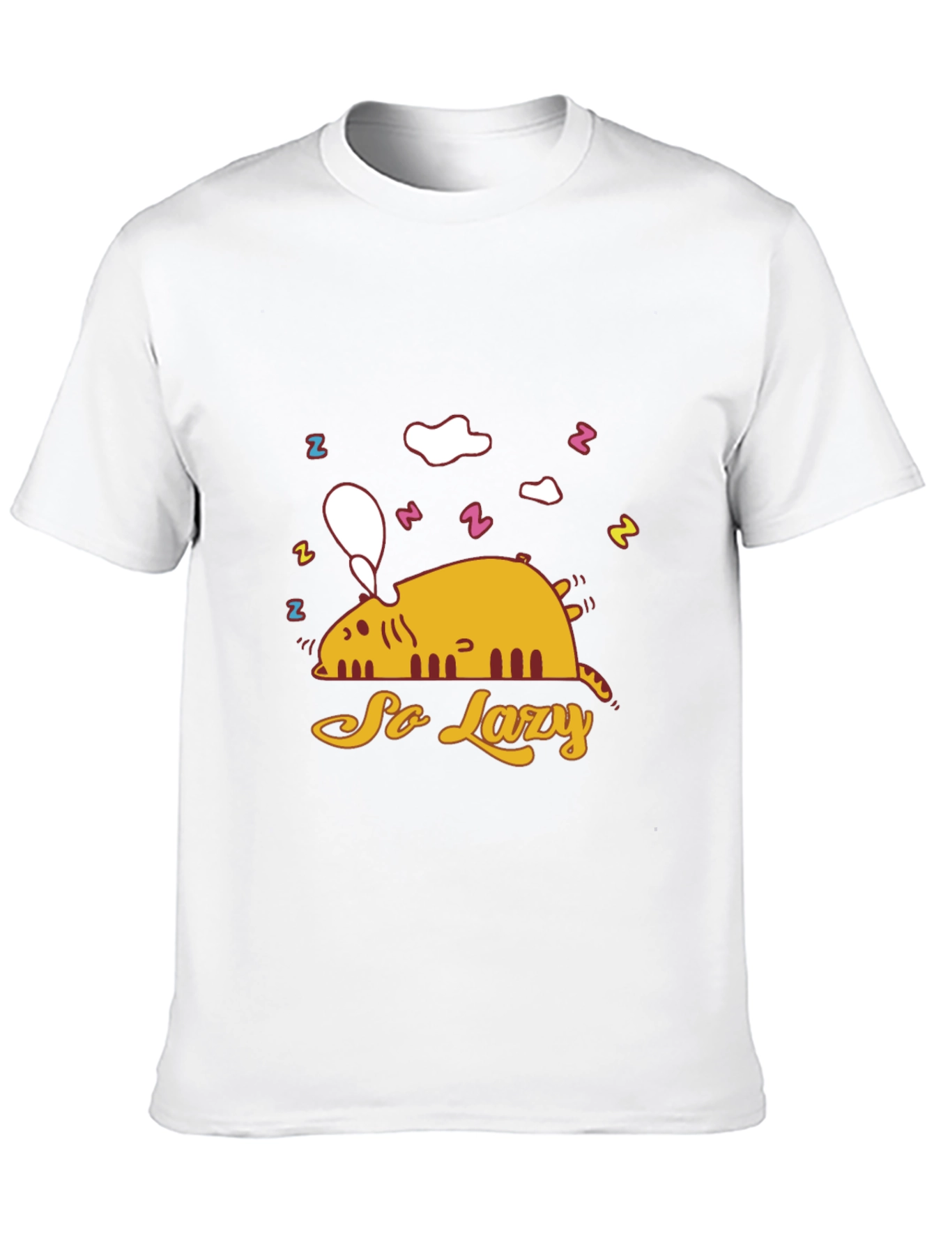 So Lazy Cat Graphic T-Shirt - Black Cotton Tee