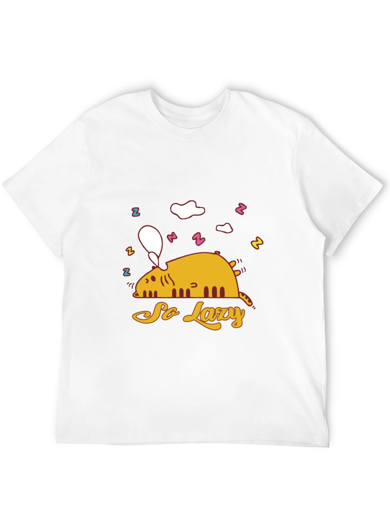 So Lazy Cat Graphic T-Shirt - Black Cotton Tee