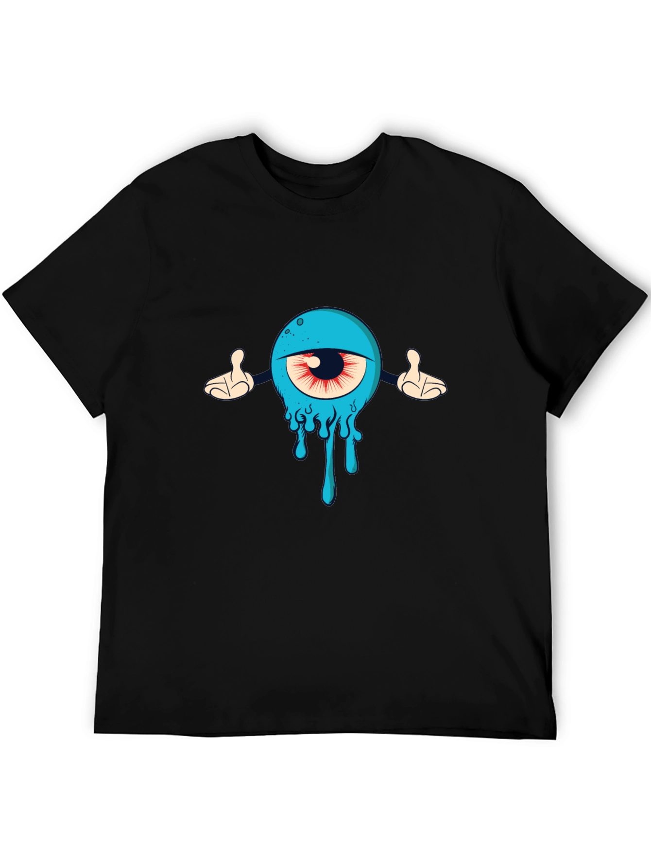 Mens Black T-Shirt with Cartoon Eye Design