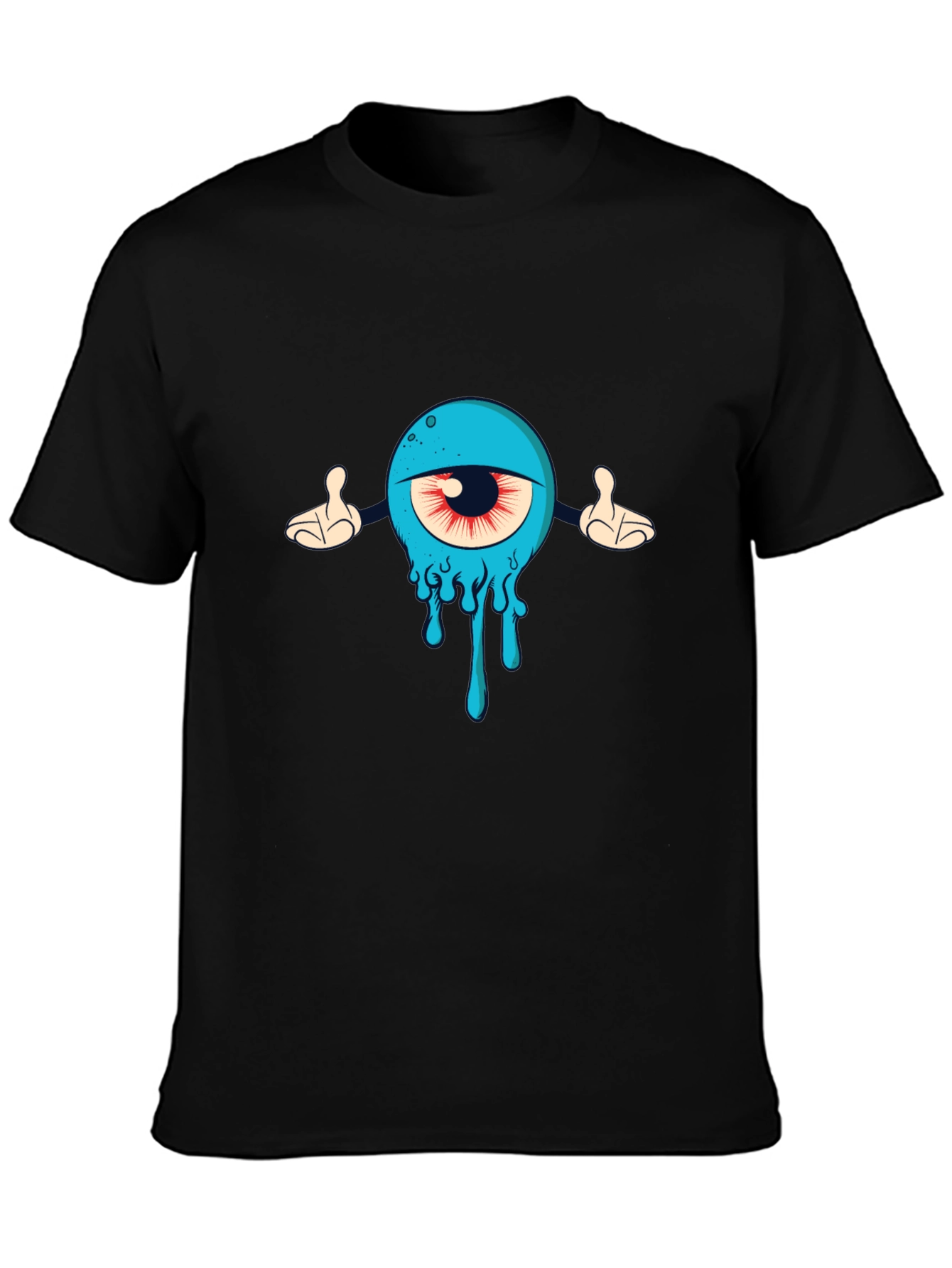 Mens Black T-Shirt with Cartoon Eye Design