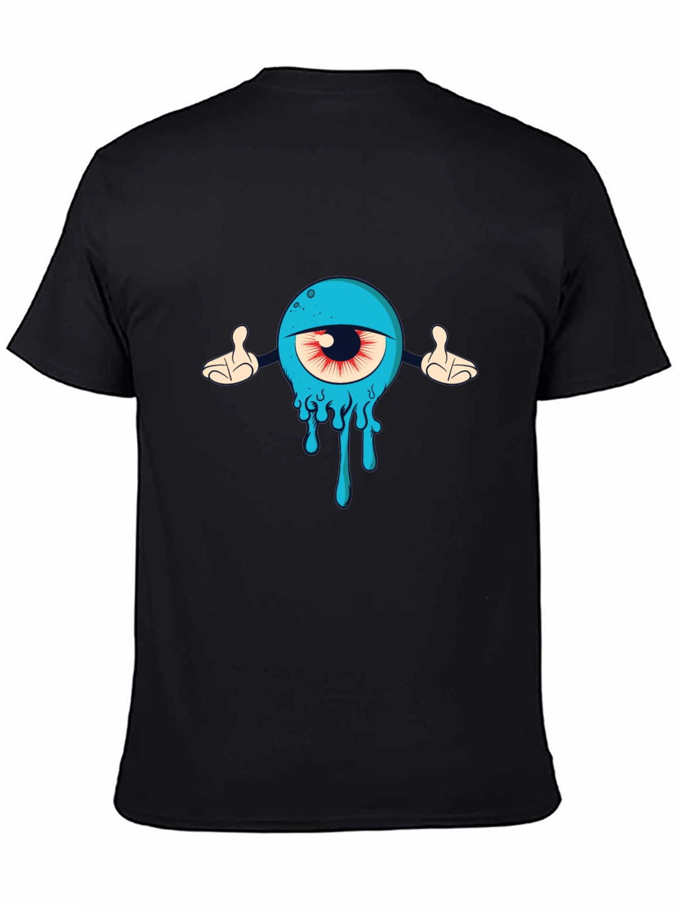 Mens Black T-Shirt with Cartoon Eye Design