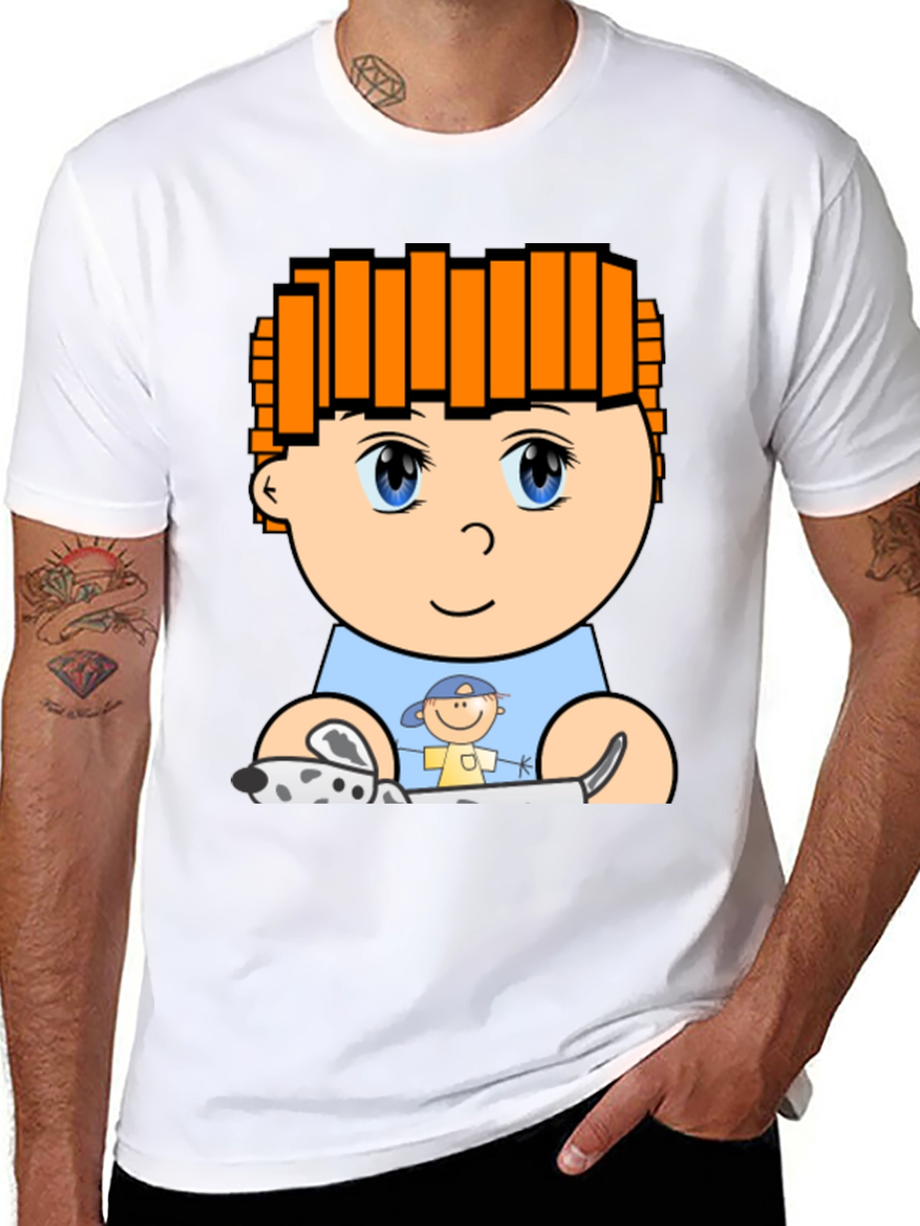 Cartoon Character T-Shirt: Black