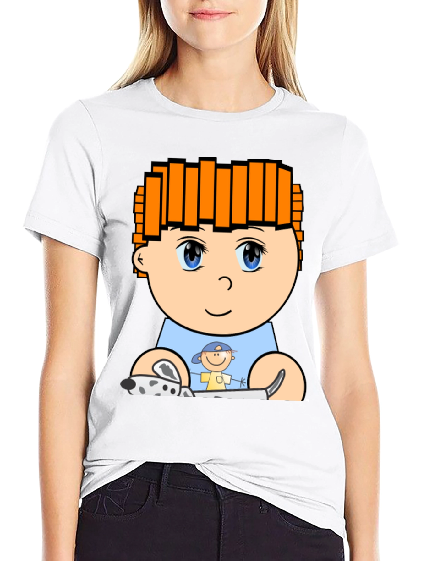 Cartoon Character T-Shirt: Black