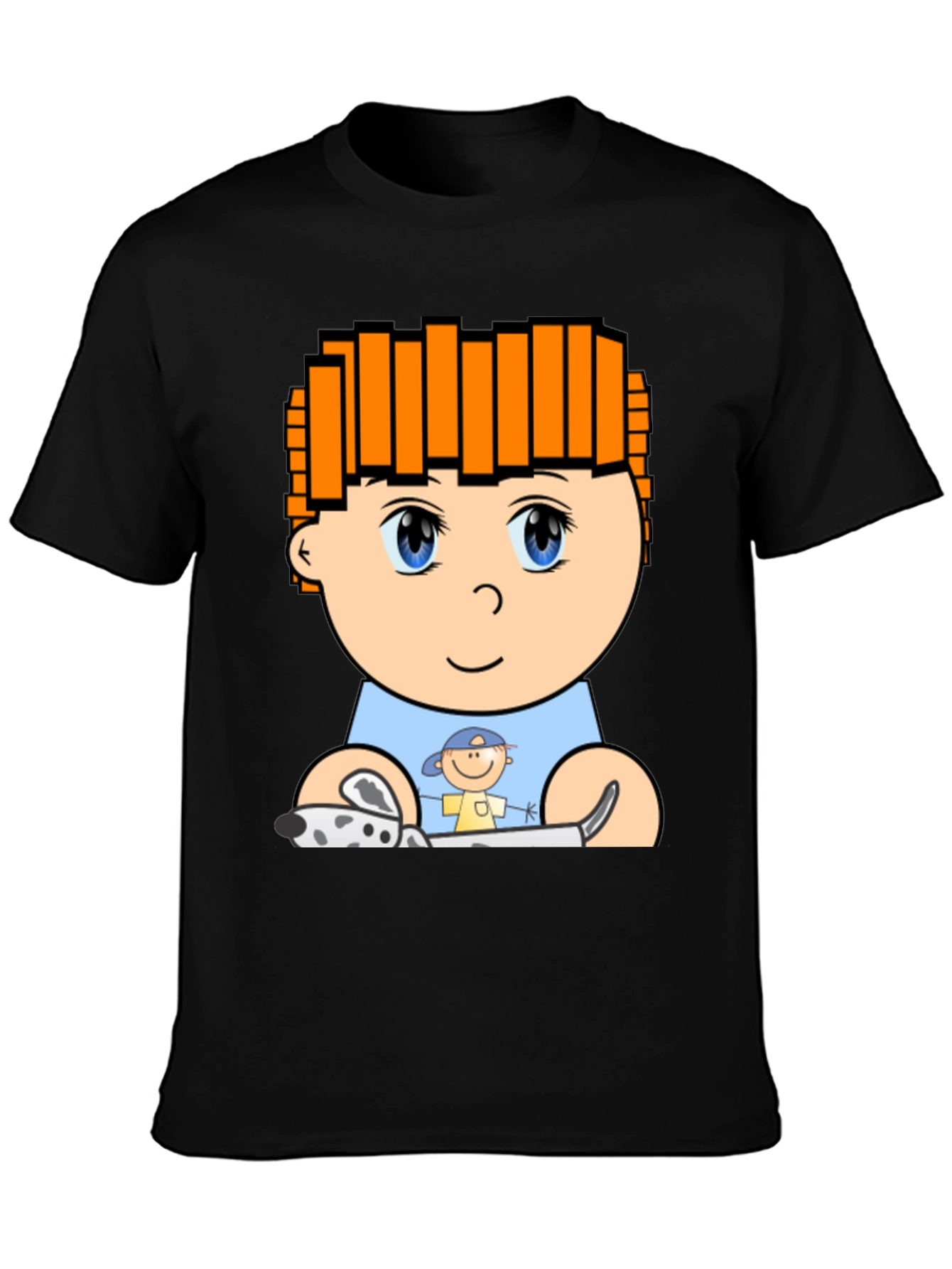 Cartoon Character T-Shirt: Black