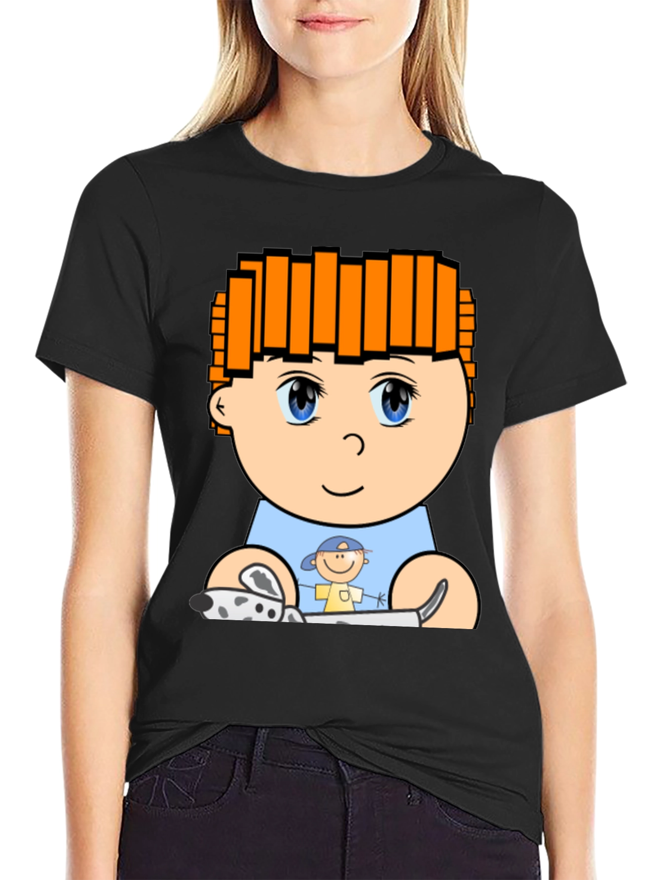 Cartoon Character T-Shirt: Black