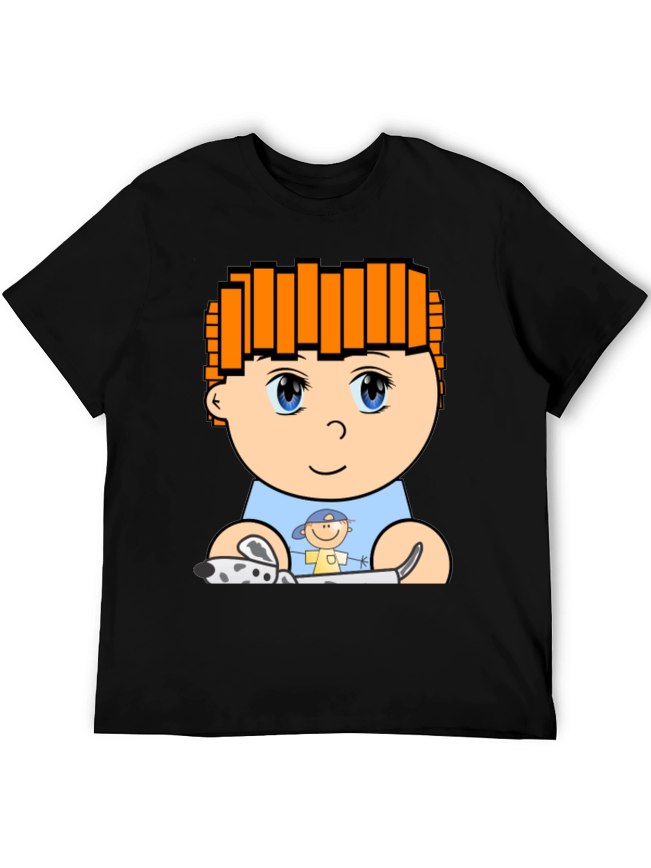 Cartoon Character T-Shirt: Black