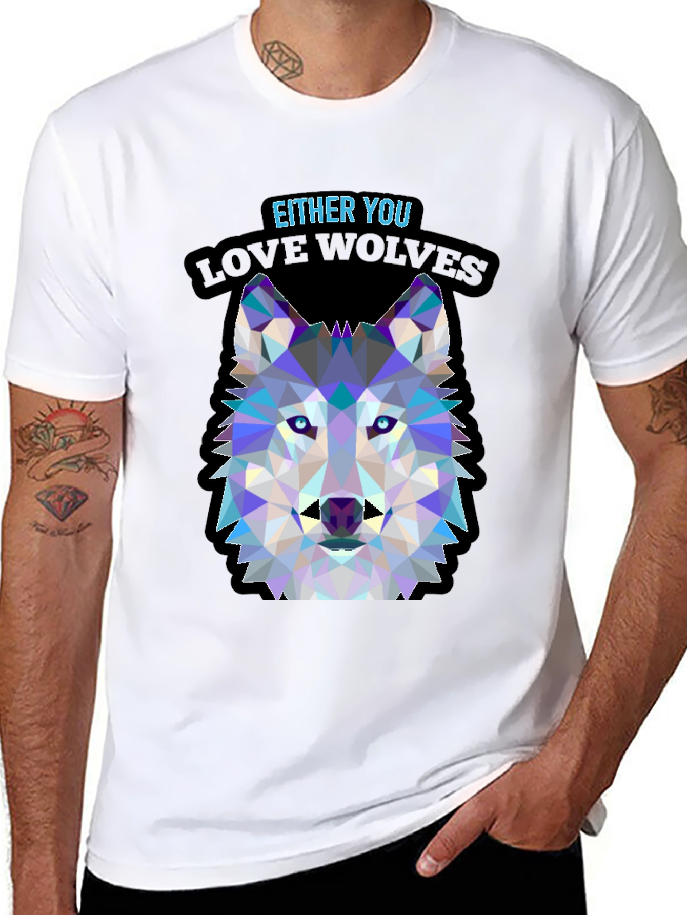 Geometric Wolf Head T-Shirt