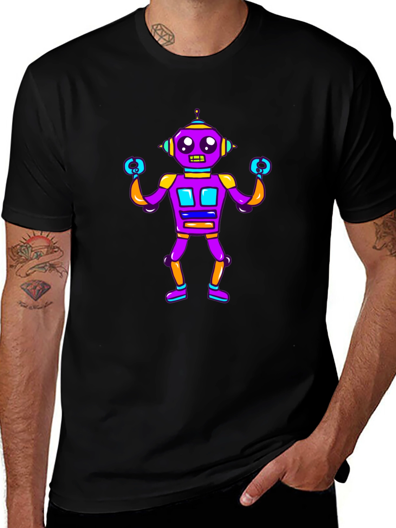 Fun Robot Graphic T-Shirt