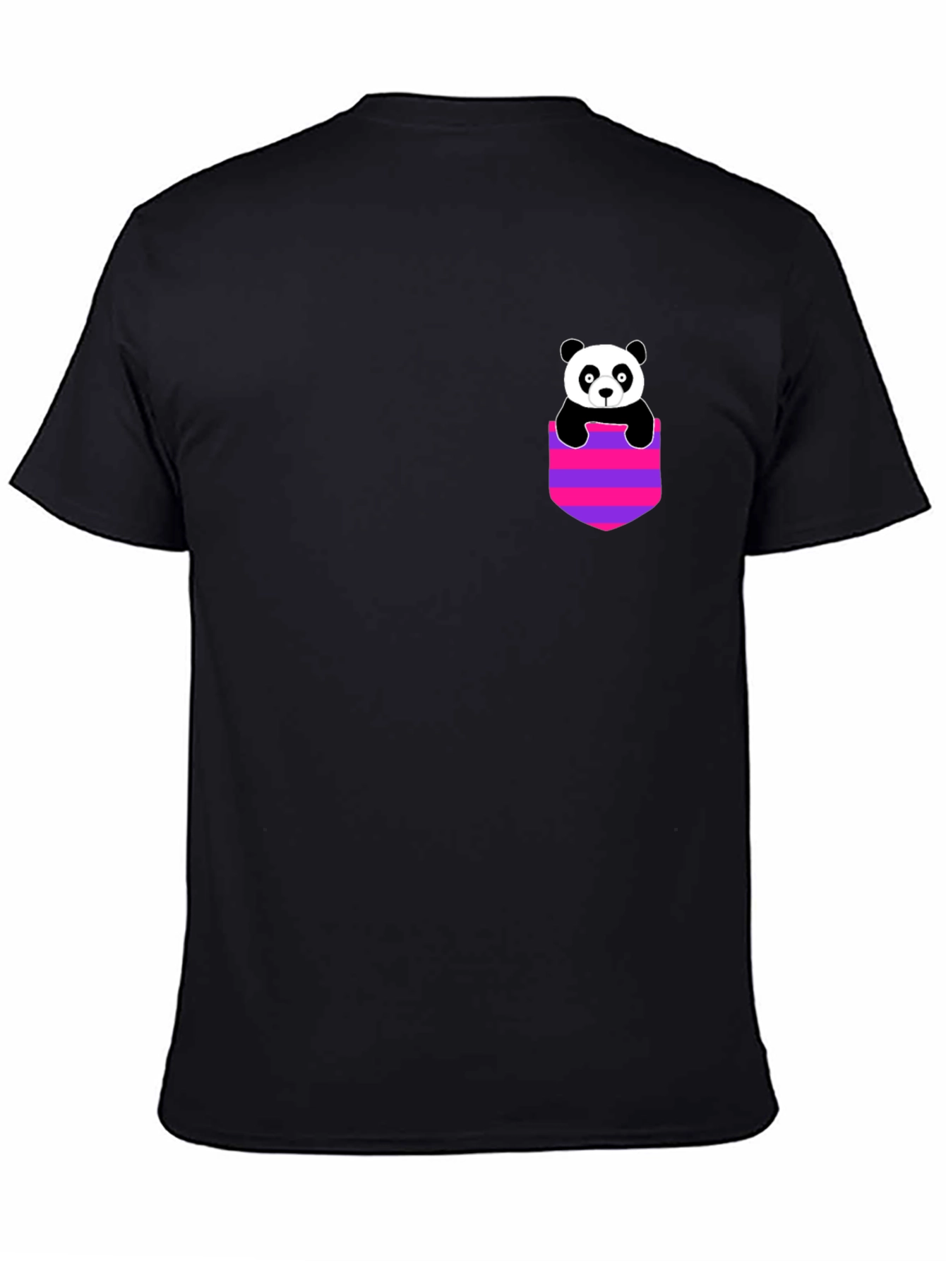 Panda Pocket Graphic T-Shirt - Black Crew Neck