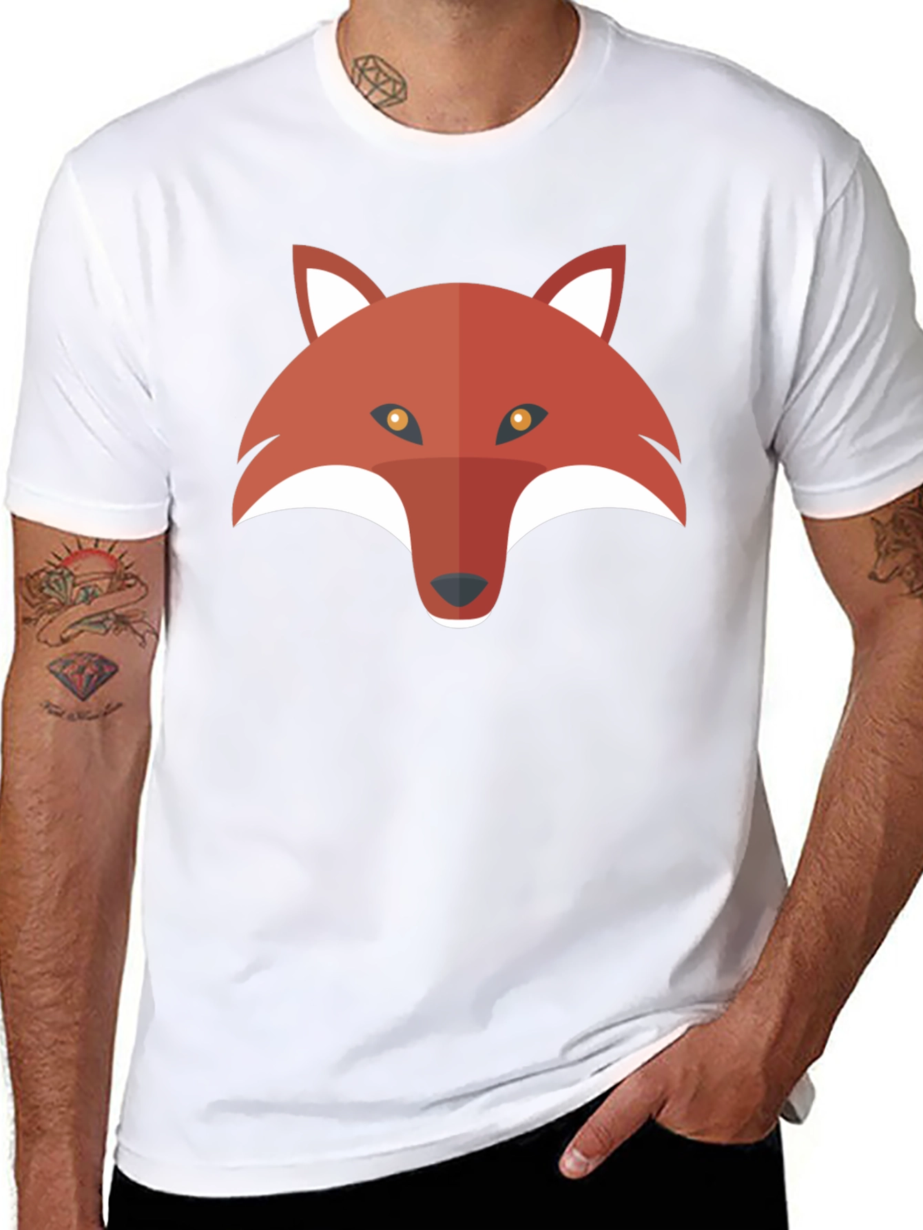 Mens Black T-Shirt with Fox Graphic
