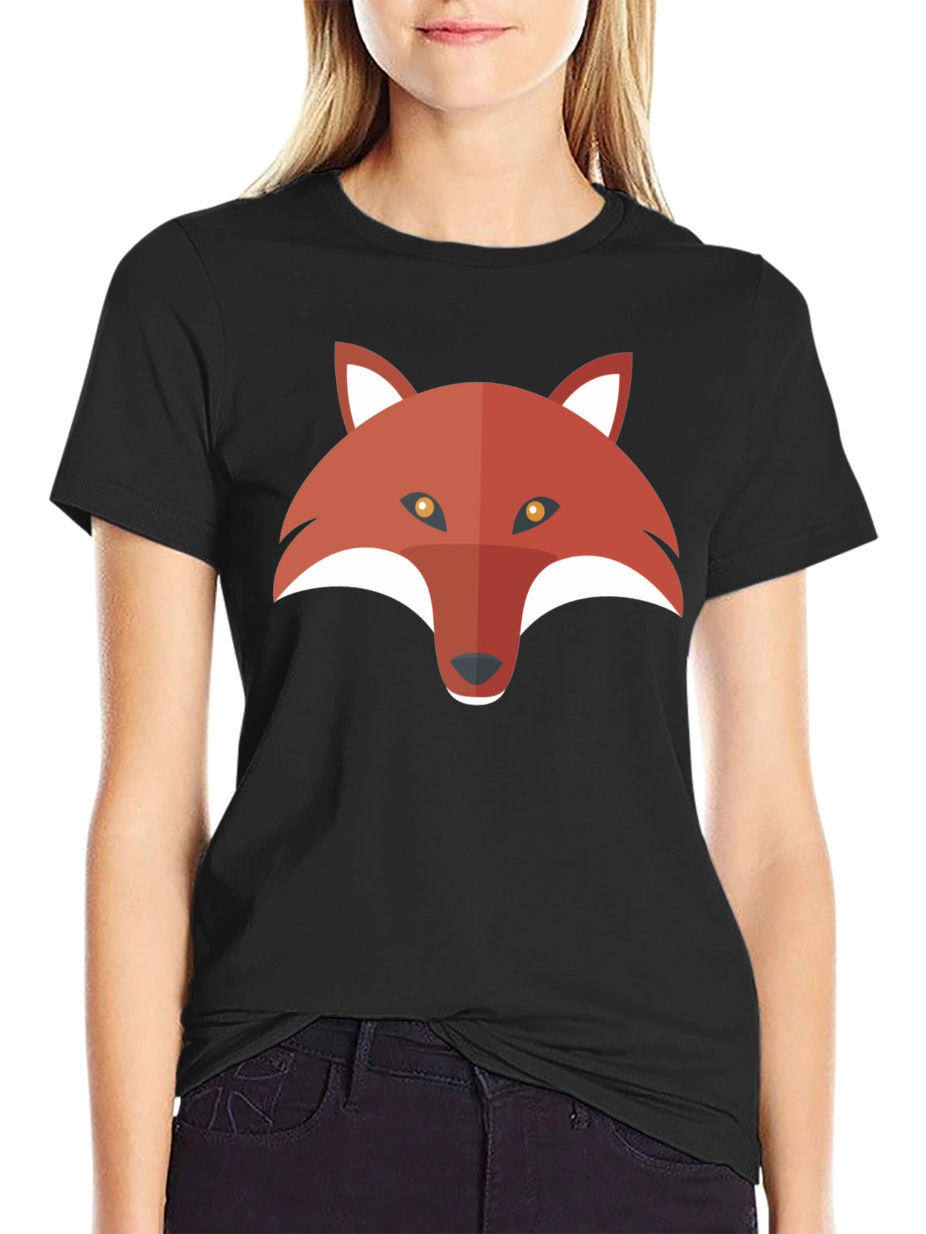Mens Black T-Shirt with Fox Graphic
