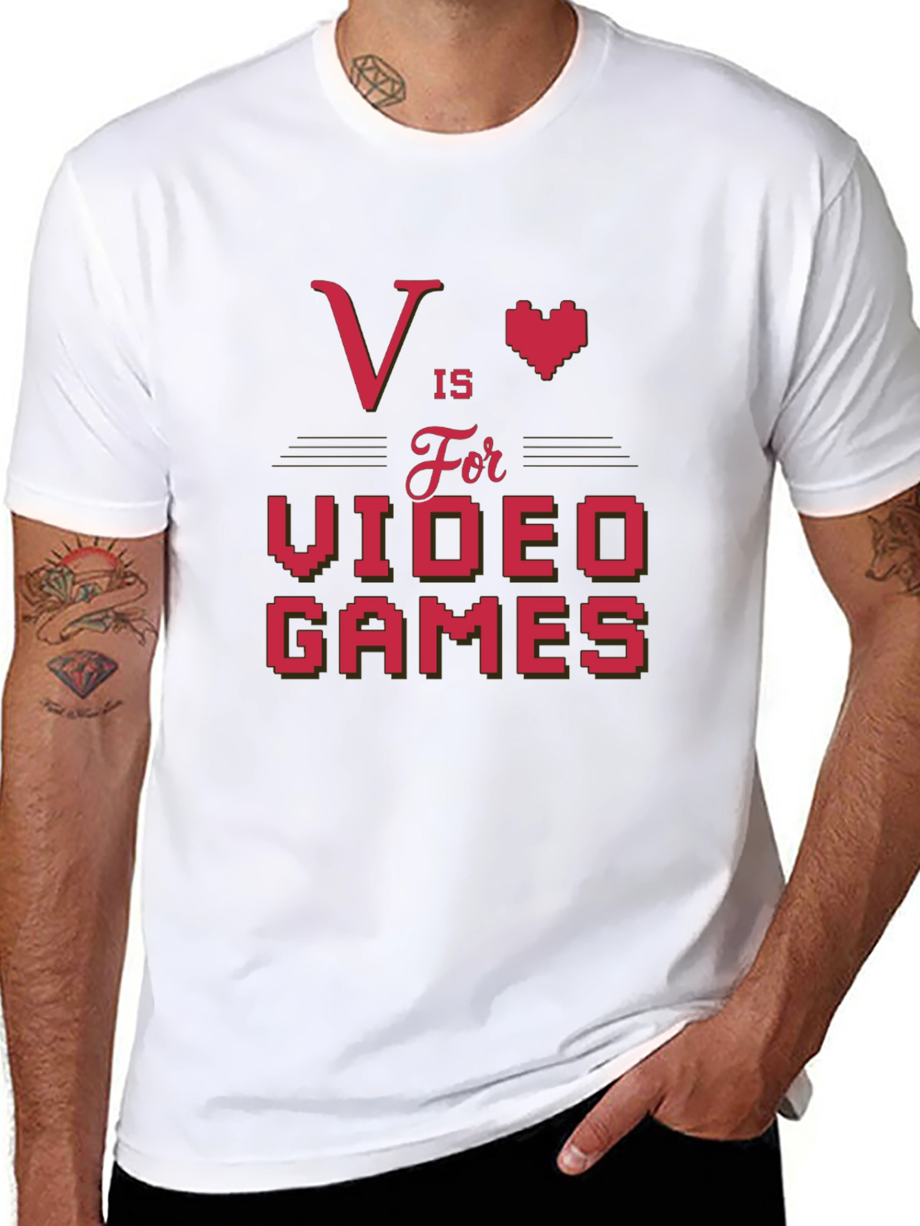 V is for Video Games Black T-Shirt