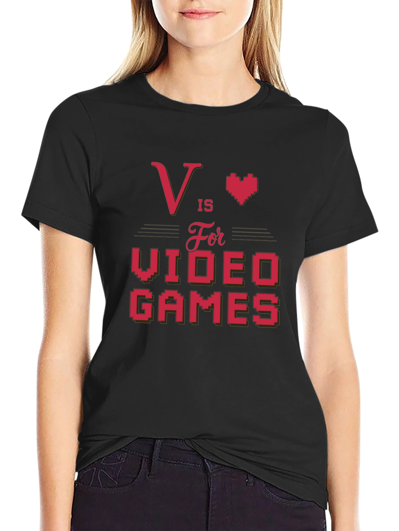 V is for Video Games Black T-Shirt