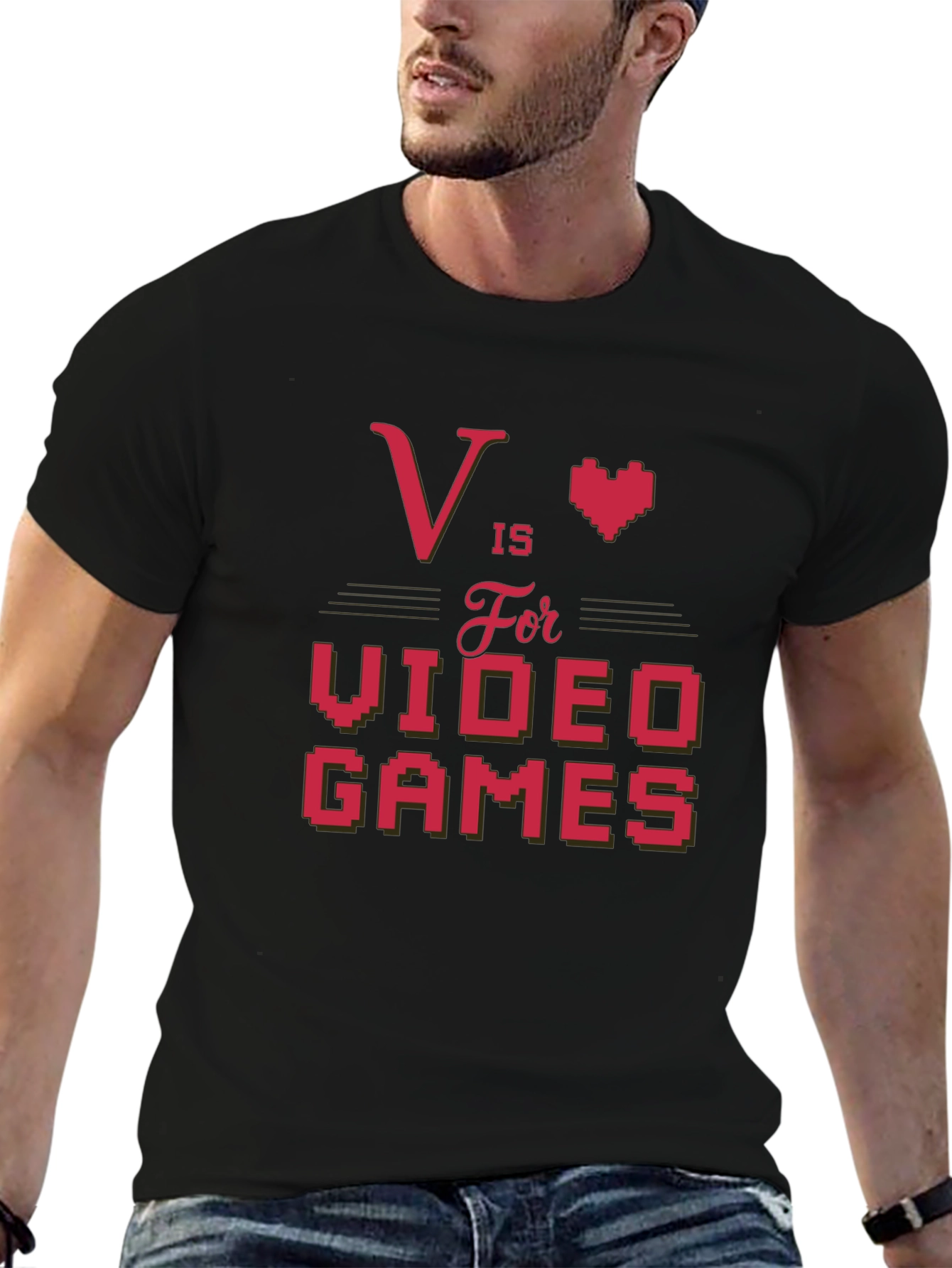 V is for Video Games Black T-Shirt