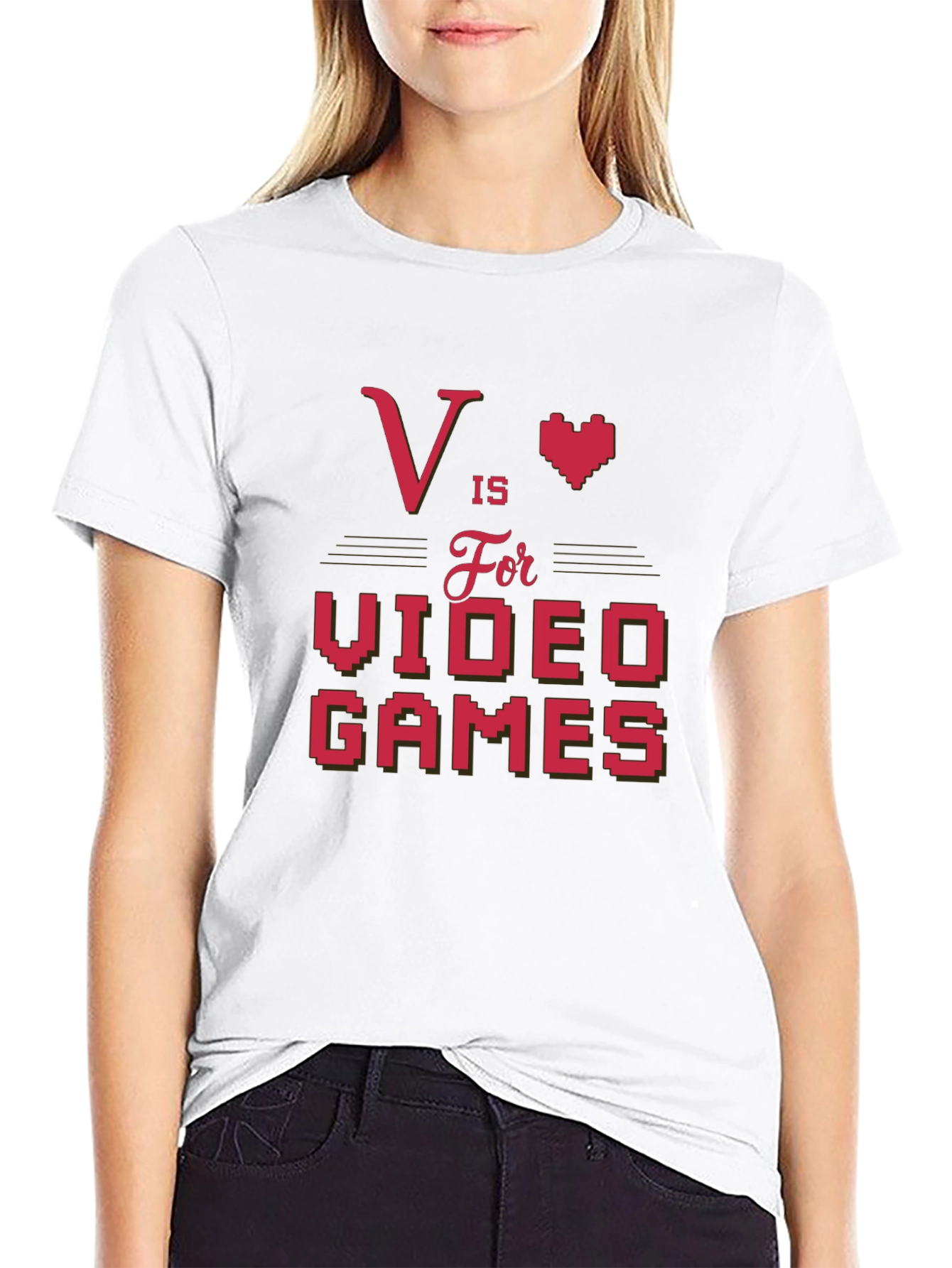 V is for Video Games Black T-Shirt