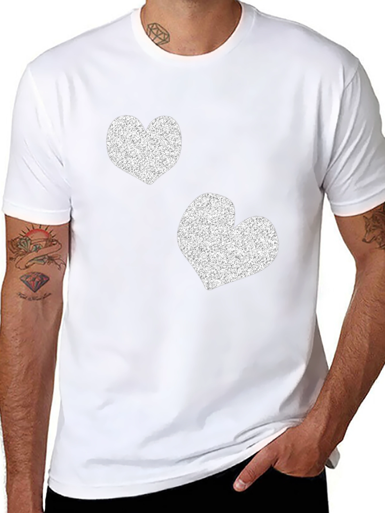 Heart Print Black T-Shirt