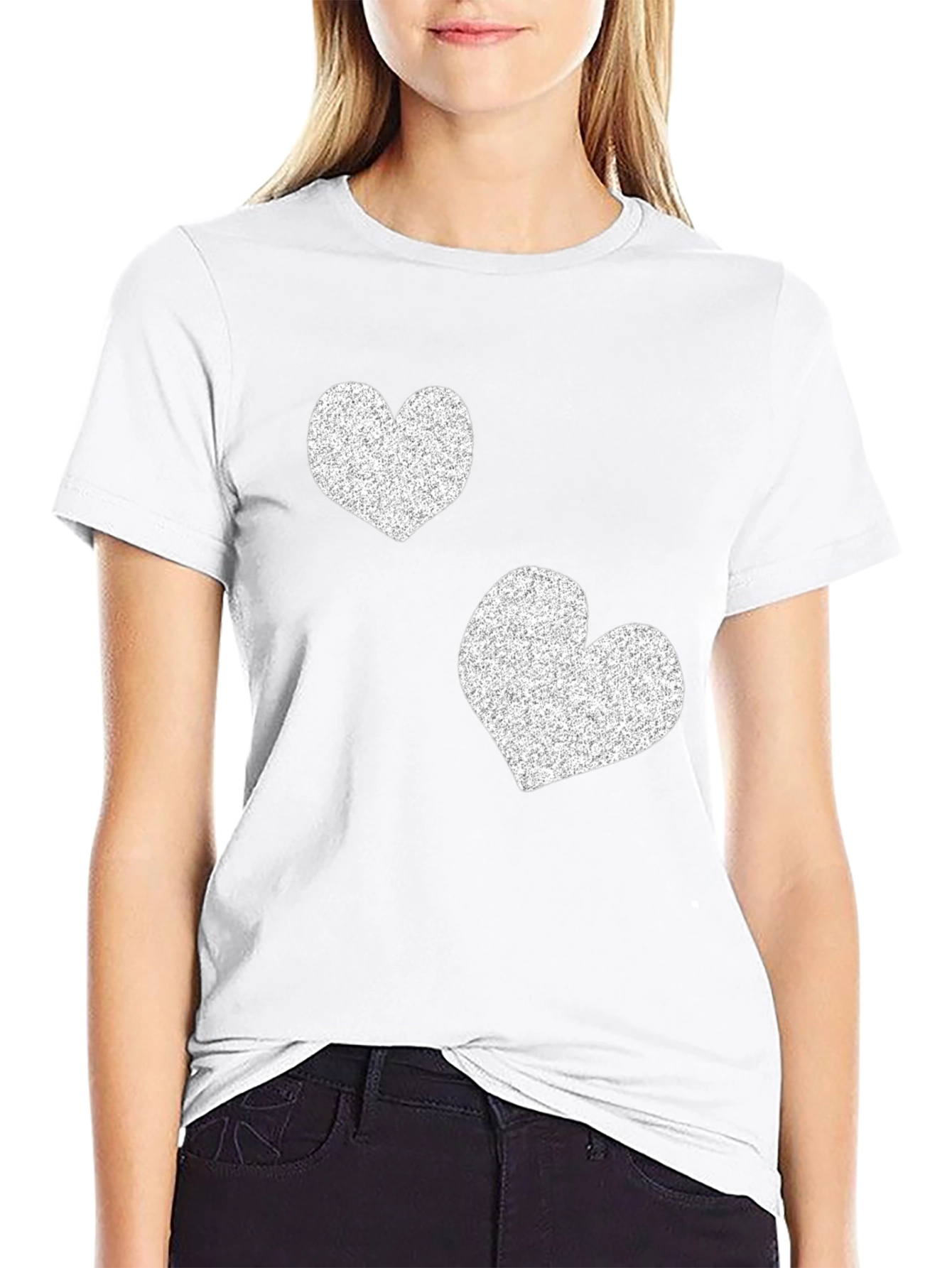 Heart Print Black T-Shirt