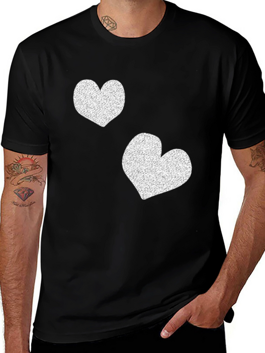 Heart Print Black T-Shirt