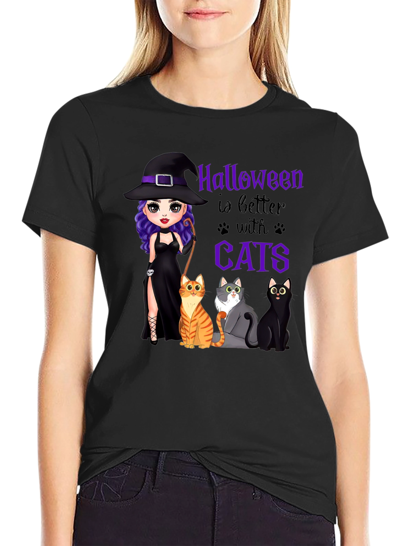 Halloween Witch and Cats T-Shirt