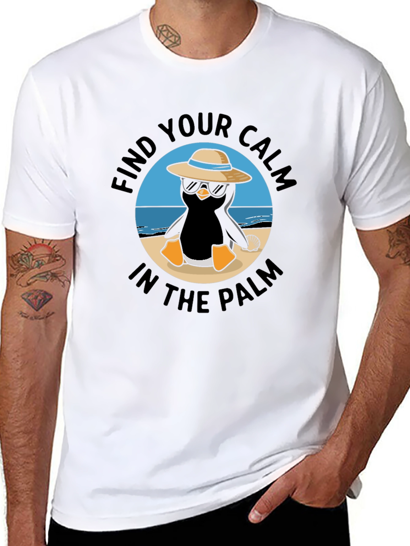 Chill Penguin T-Shirt: Find Your Calm in the Palm