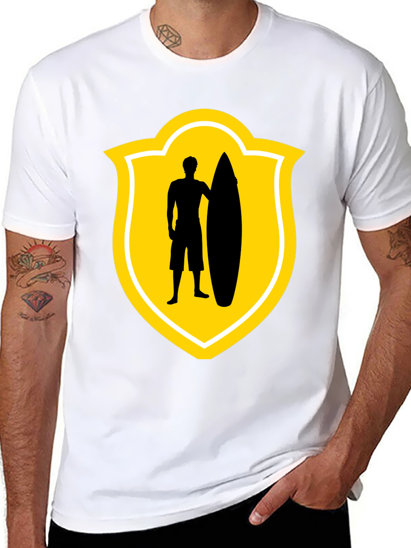 Surfer Silhouette Tee - Black Graphic T-Shirt