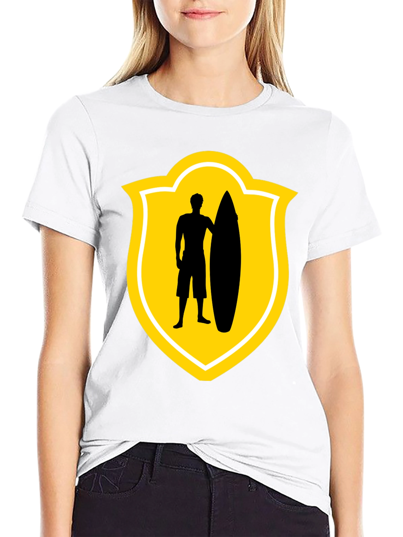 Surfer Silhouette Tee - Black Graphic T-Shirt
