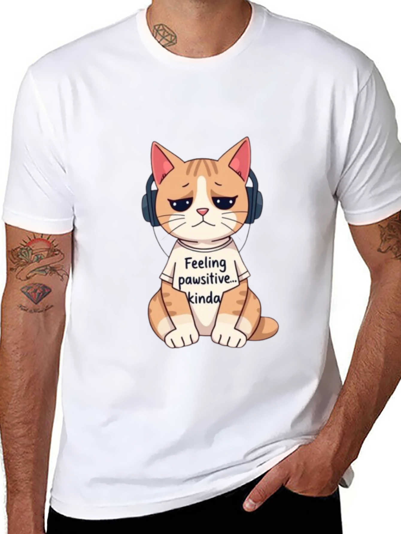 Feeling Pawsitive Cat T-Shirt - Unisex Black Tee
