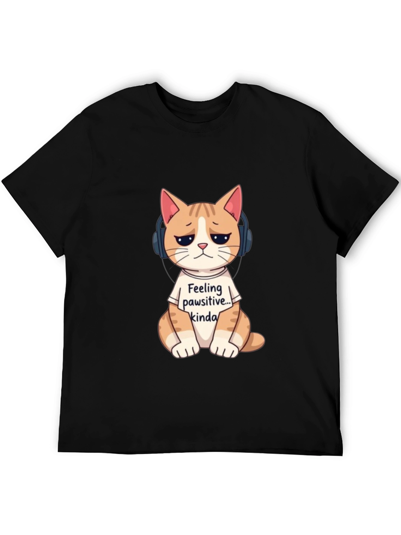Feeling Pawsitive Cat T-Shirt - Unisex Black Tee