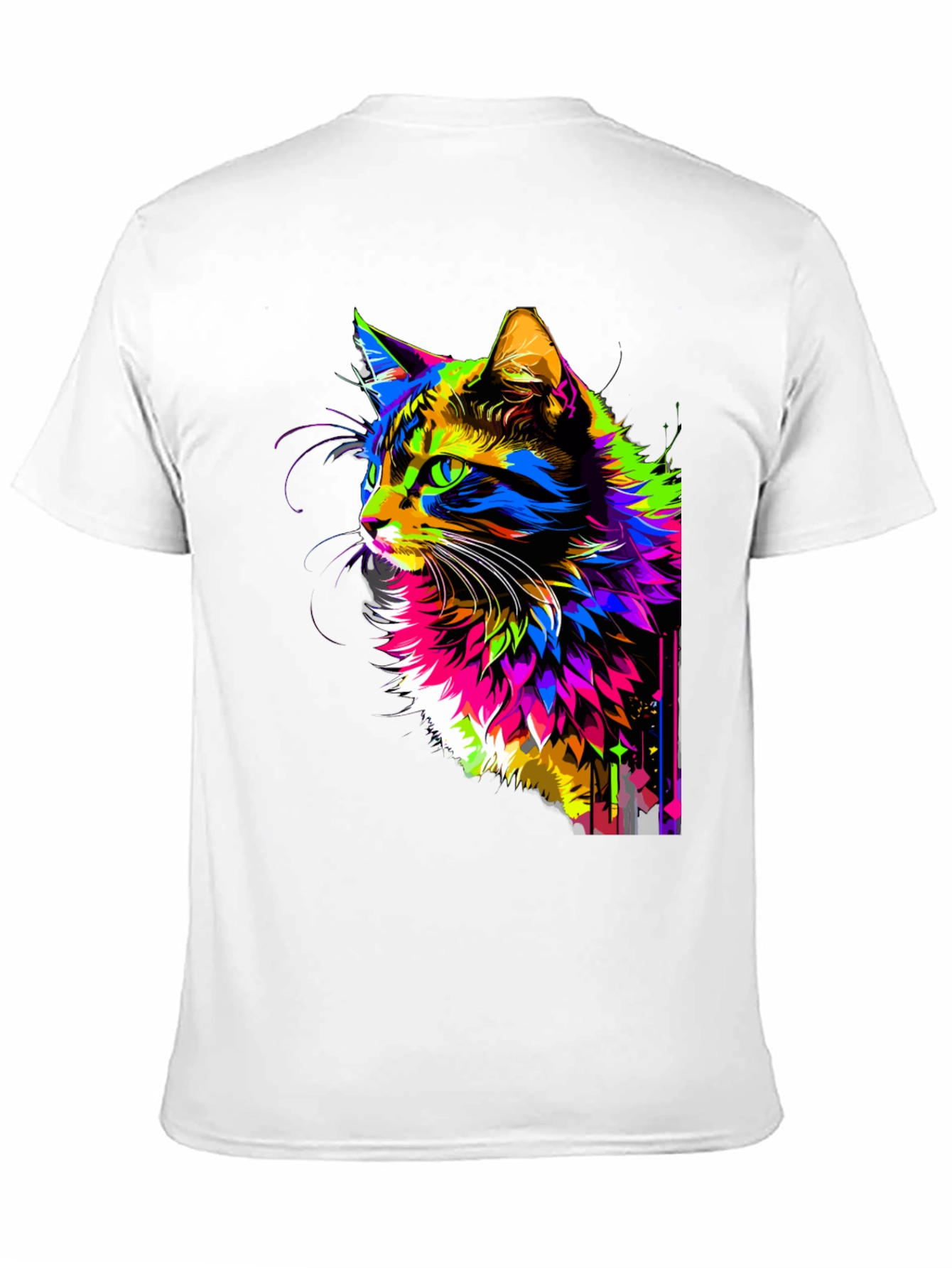 Vibrant Cat Graphic Black T-Shirt