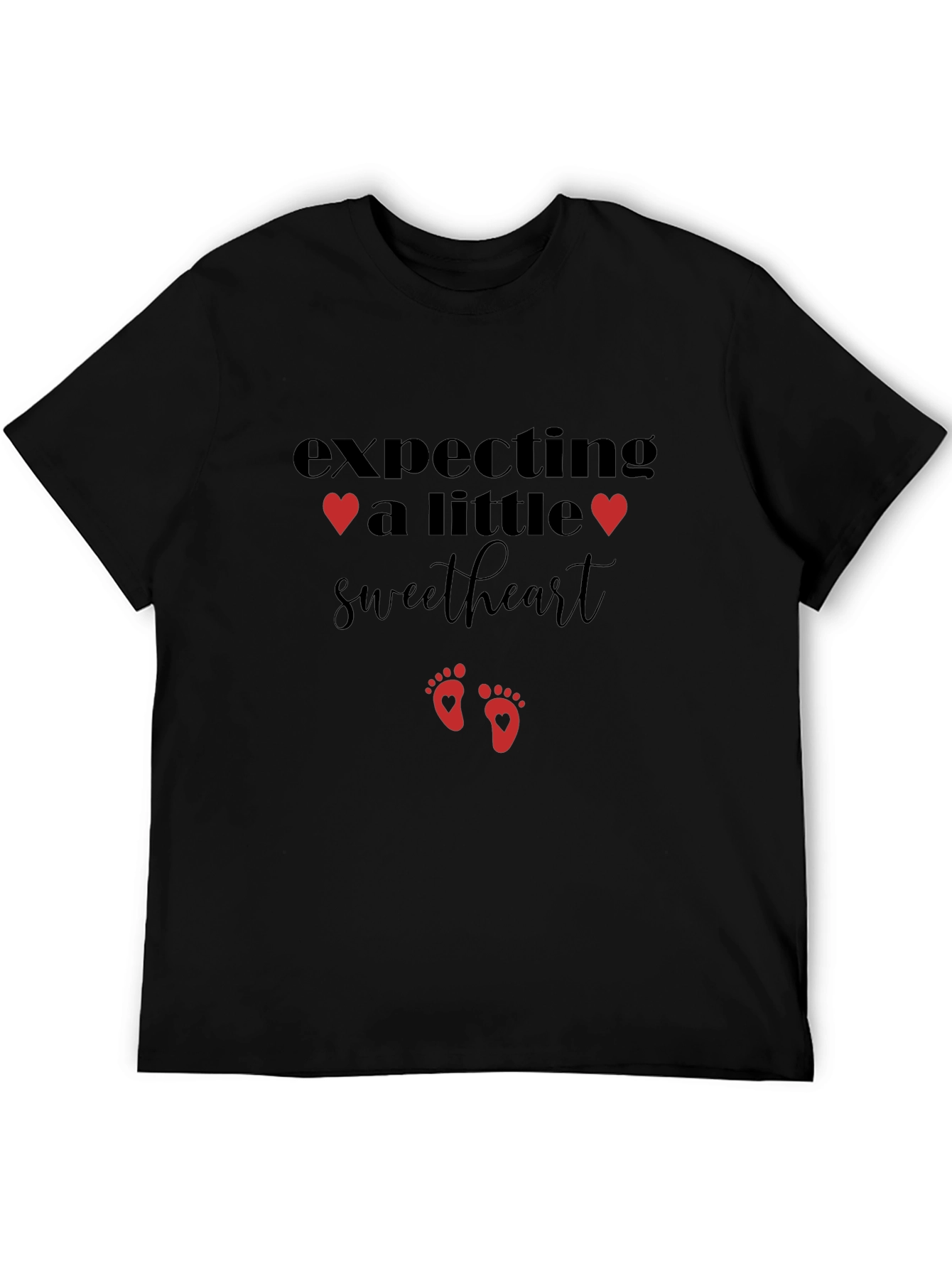 Expecting a Little Sweetheart Black T-Shirt