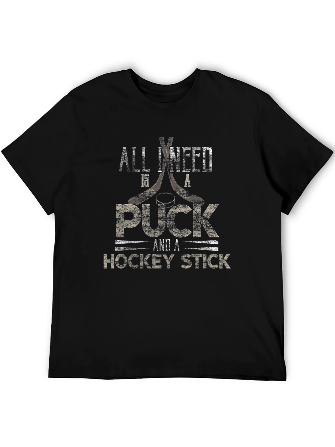 Hockey Lover T-Shirt - Puck & Hockey Stick Design