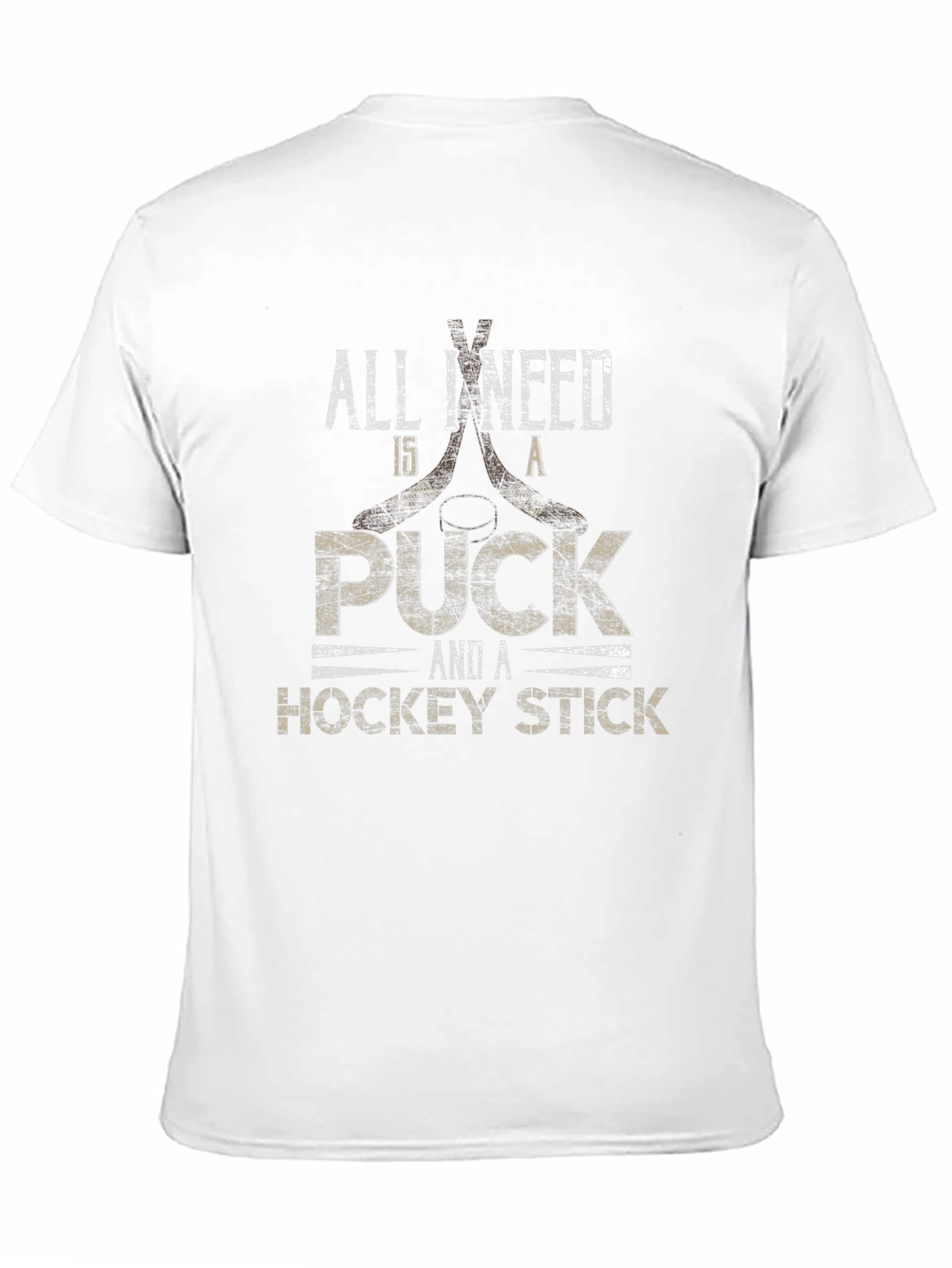 Hockey Lover T-Shirt - Puck & Hockey Stick Design