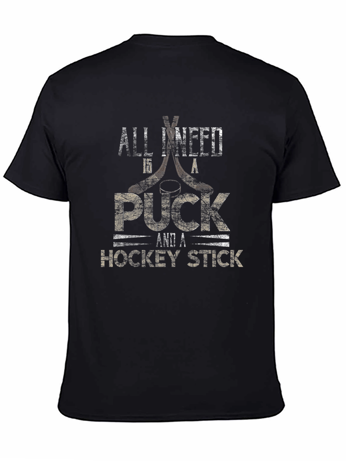 Hockey Lover T-Shirt - Puck & Hockey Stick Design